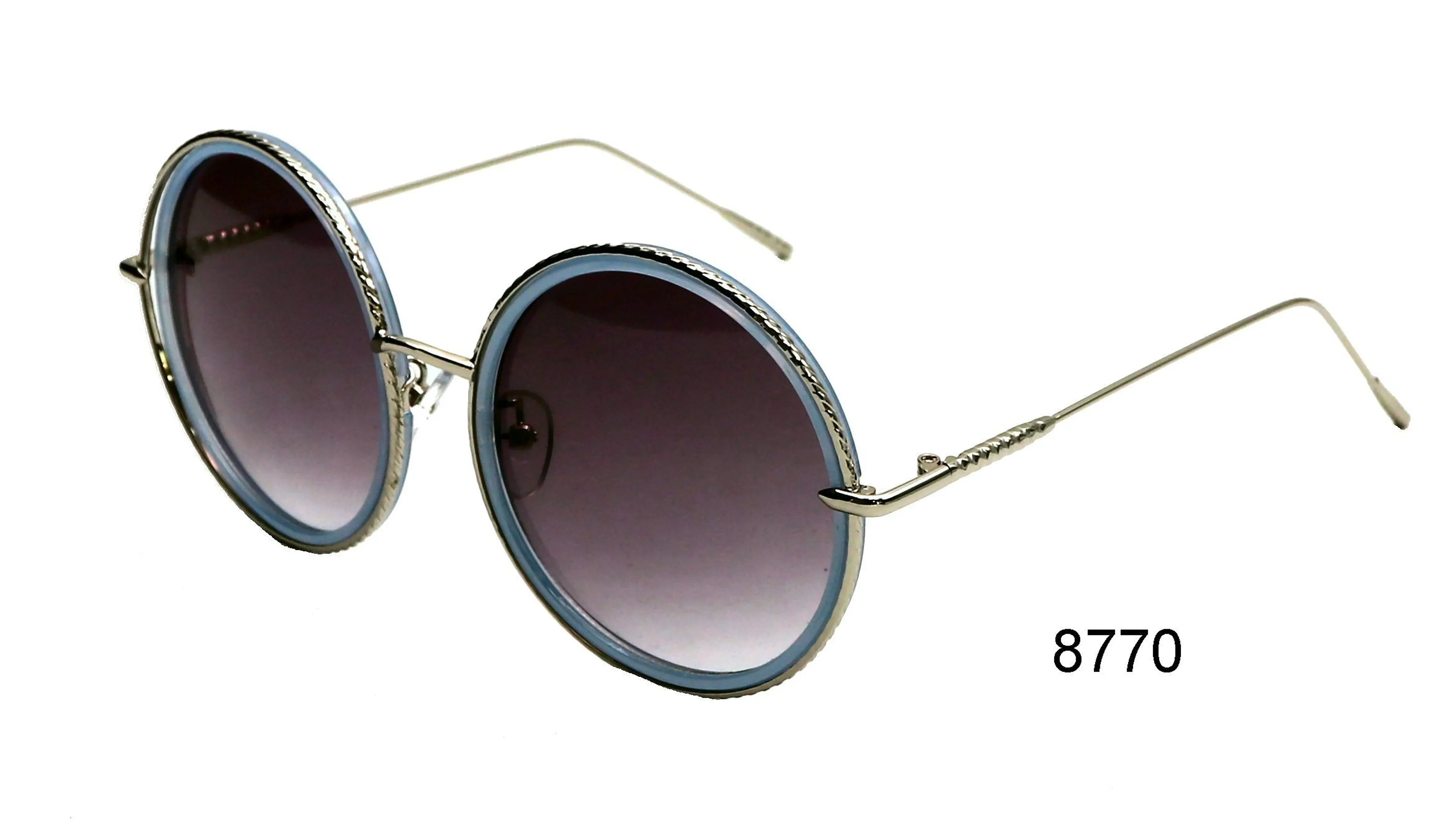 Round sunglasses with gradient lenses on a white background