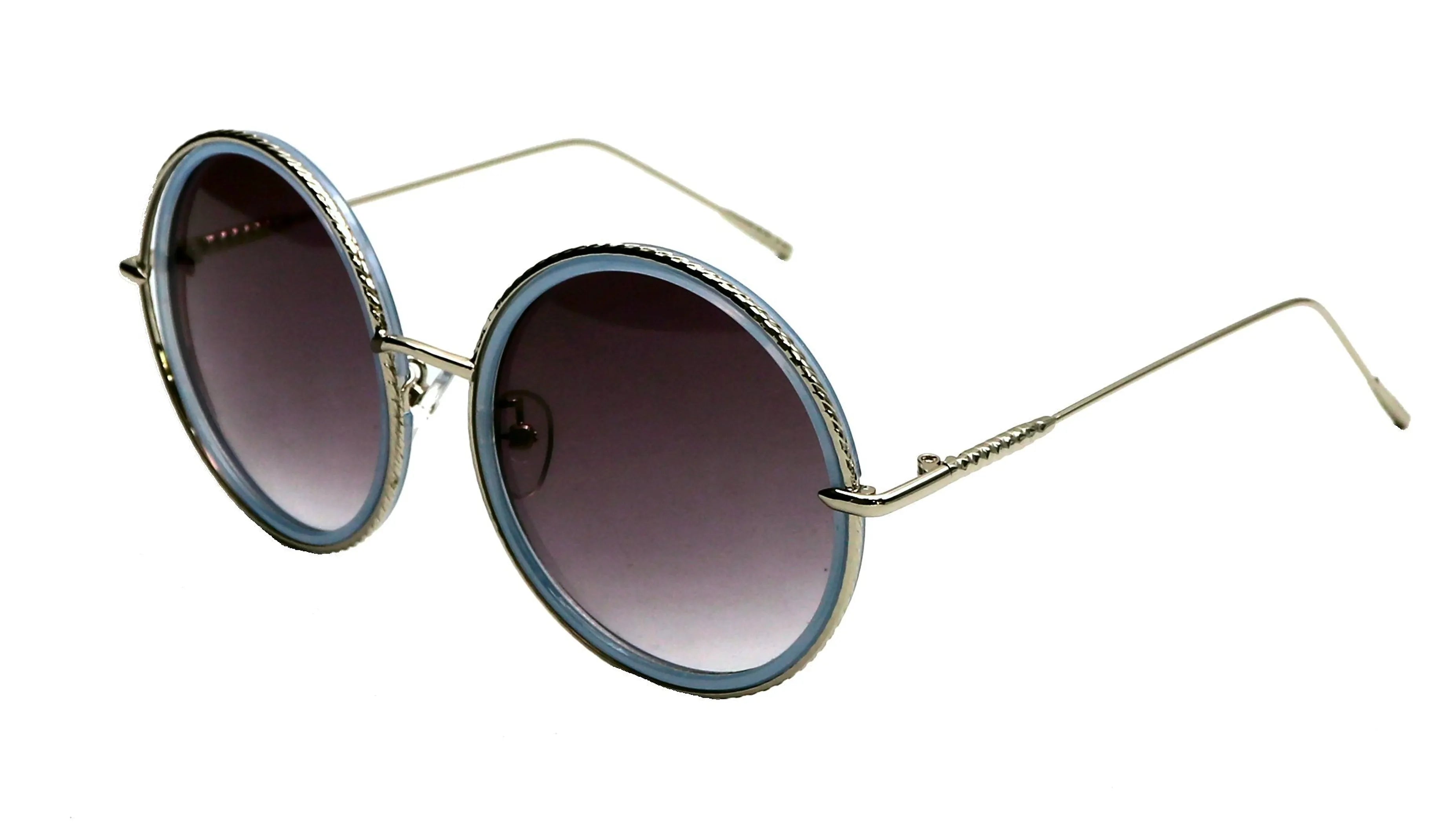 Round sunglasses with gradient lenses on a white background