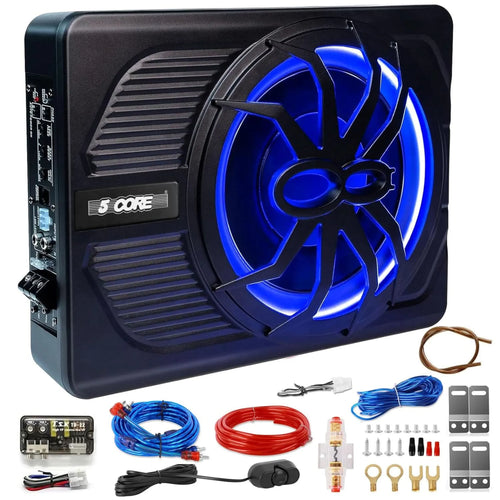 10 inch Slim Under Seat Car Audio Subwoofer 800W Built in Amplifier Sub Woofer LED Light