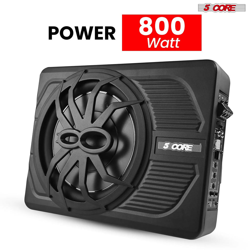 10 inch Slim Under Seat Car Audio Subwoofer 800W Built in Amplifier Sub Woofer LED Light