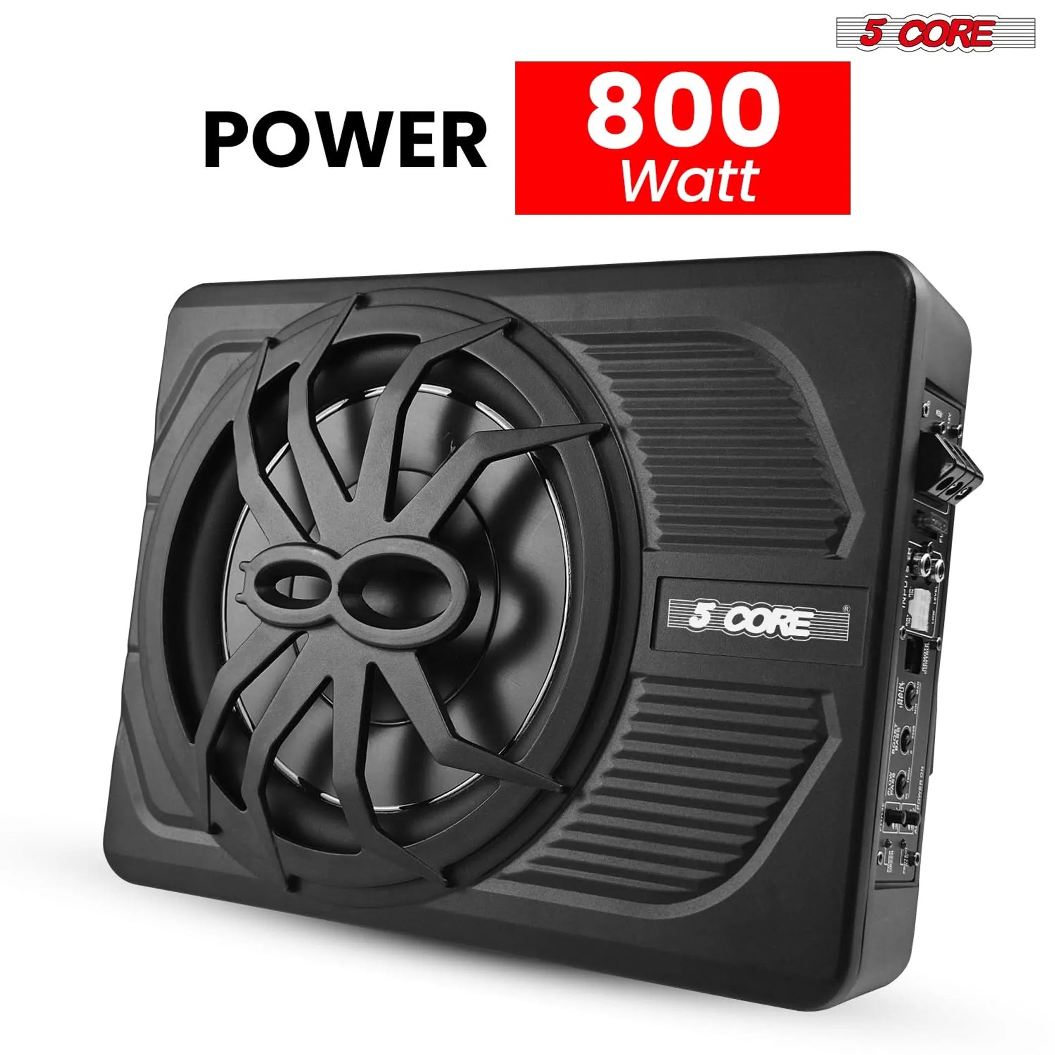 10 inch Slim Under Seat Car Audio Subwoofer 800W Built in Amplifier Sub Woofer LED Light
