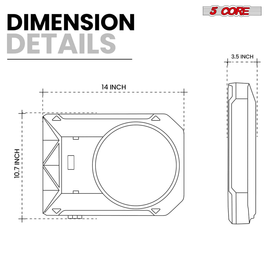 10 inch Slim Under Seat Car Audio Subwoofer 800W Built in Amplifier Sub Woofer Enclosure Box