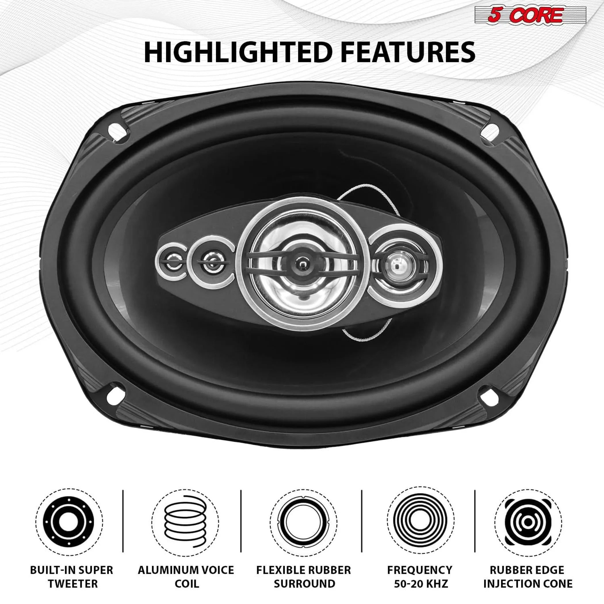 6x9 Car Speaker Pair 800W 4Ohm 2 Way Coaxial Speaker w Super Tweeter Universal Fit for Vehicle