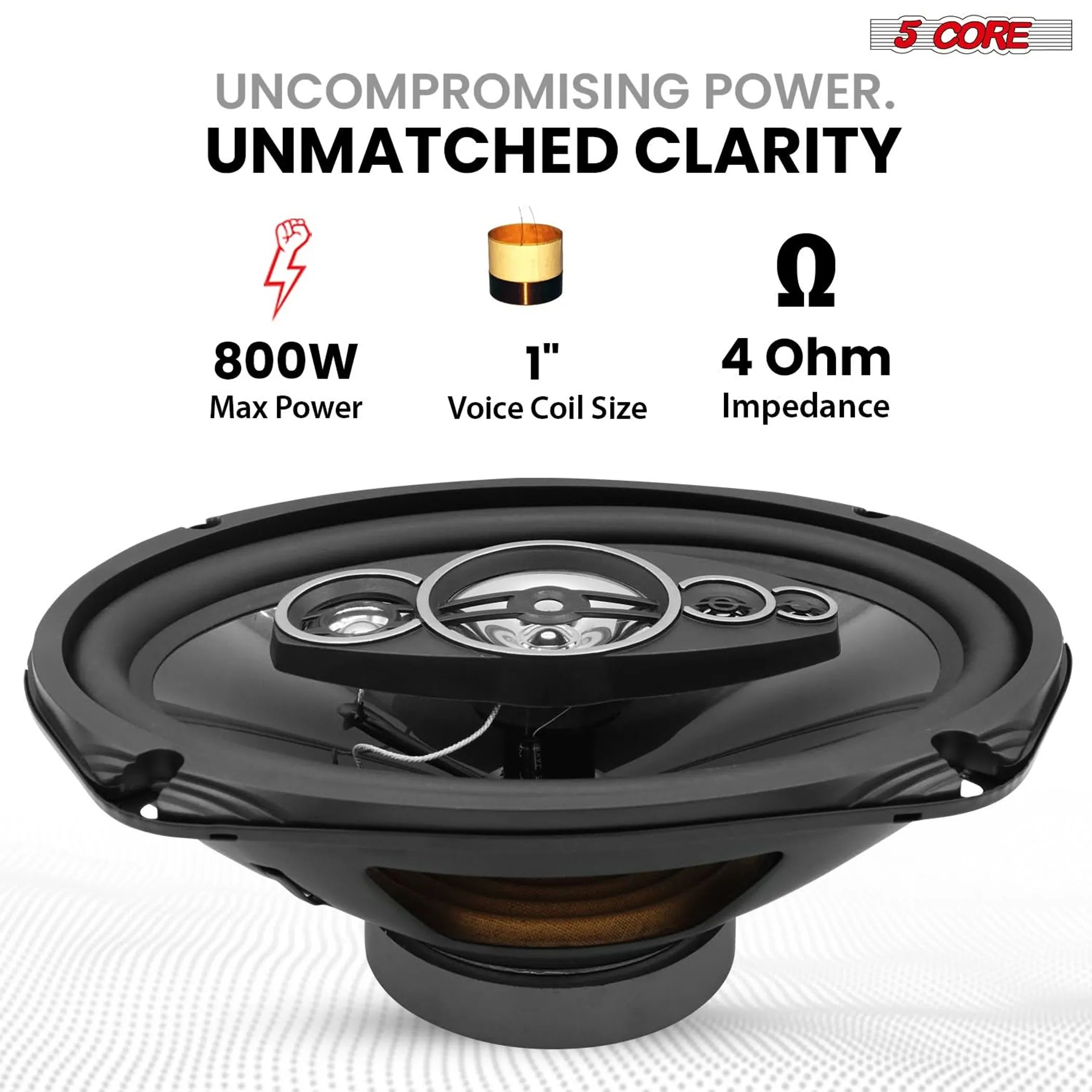 6x9 Car Speaker 800W  Pair 4Ohm 4 Way Coaxial Speaker w Super Tweeter Universal Fit