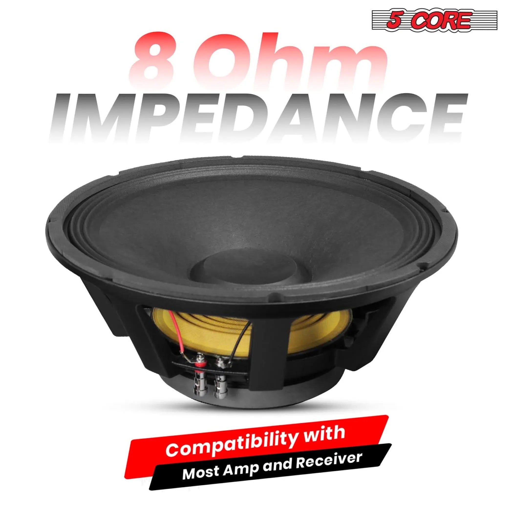 15 Inch Subwoofer Speaker 1500W Peak 8 Ohm Full Range Replacement DJ Sub Woofer