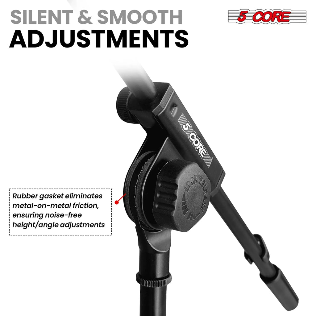 Mic Stand Pair Height Adjustable Universal Microphone Stands Floor w Telescoping Boom Arm