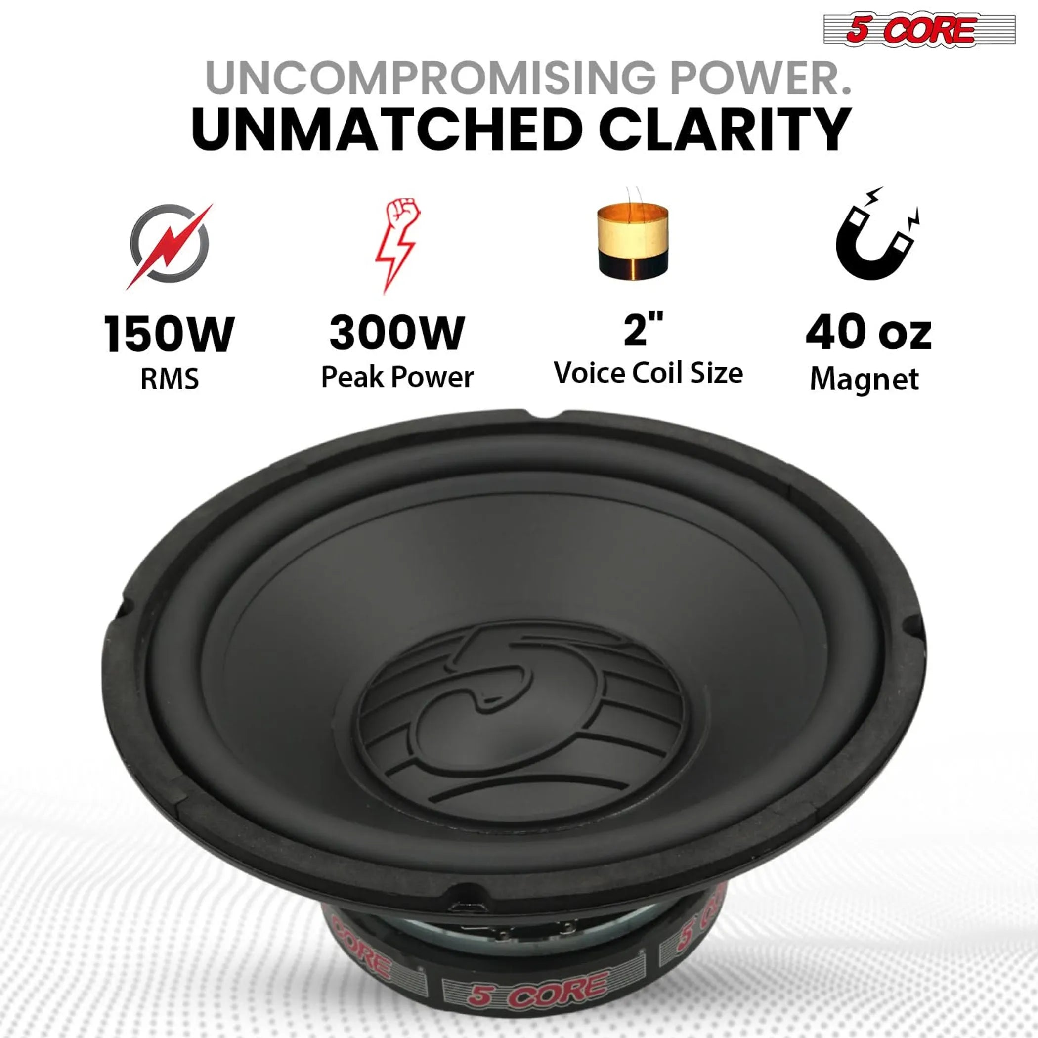 10 Inch Woofer Pair 300W Car Subwoofer 4Ohm Replacement Deep Sub w Poly Cone