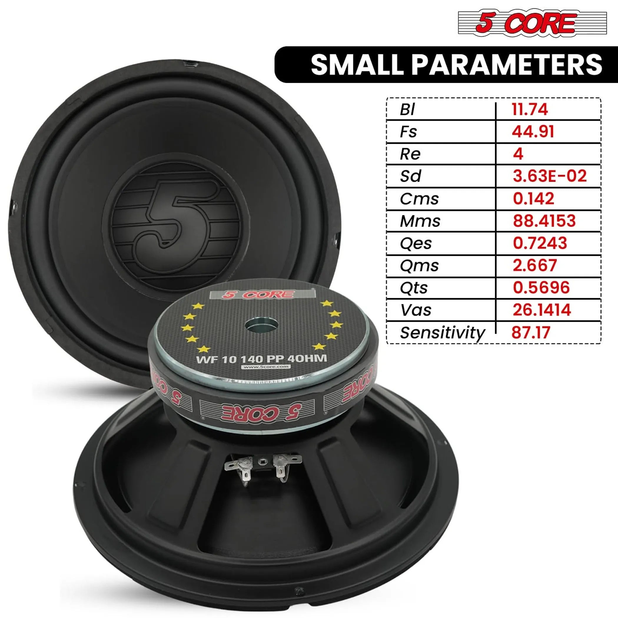 10 Inch Woofer Pair 300W Car Subwoofer 4Ohm Replacement Deep Sub w Poly Cone