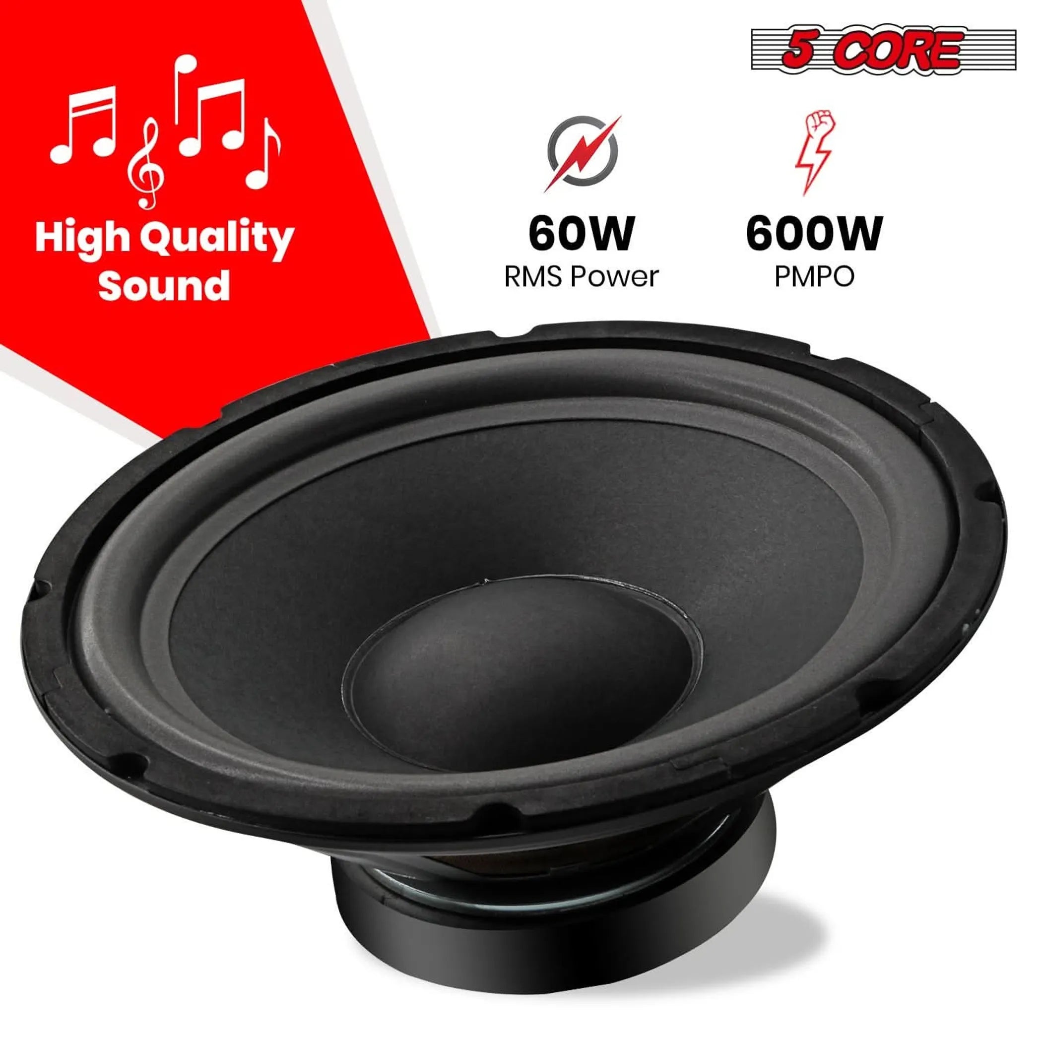 10 inch Subwoofer Speaker 600W Peak 4Ohm Car Replacement Sub Woofers