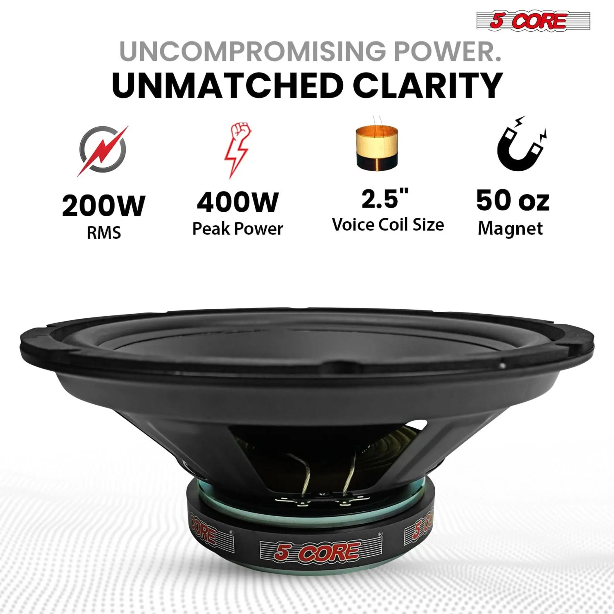 12 Inch Woofer Pair 400W Car Subwoofer 4Ohm Replacement Deep Sub w Poly Cone