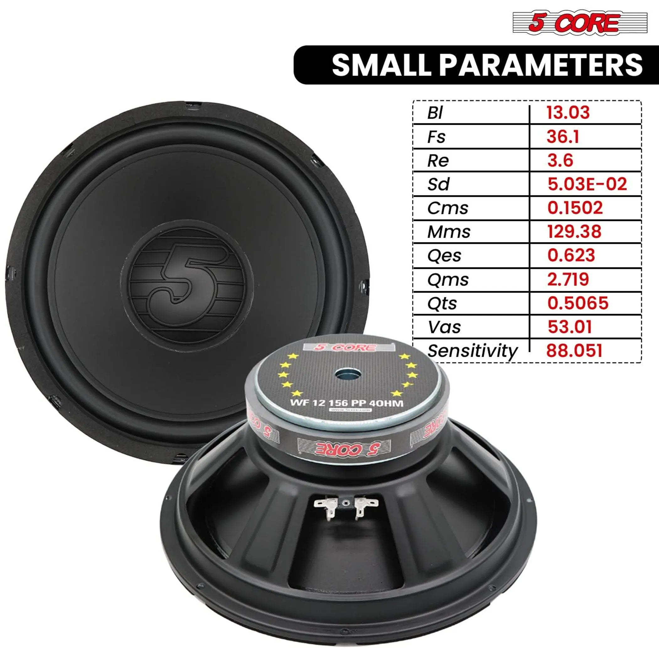 12 Inch Woofer Pair 400W Car Subwoofer 4Ohm Replacement Deep Sub w Poly Cone