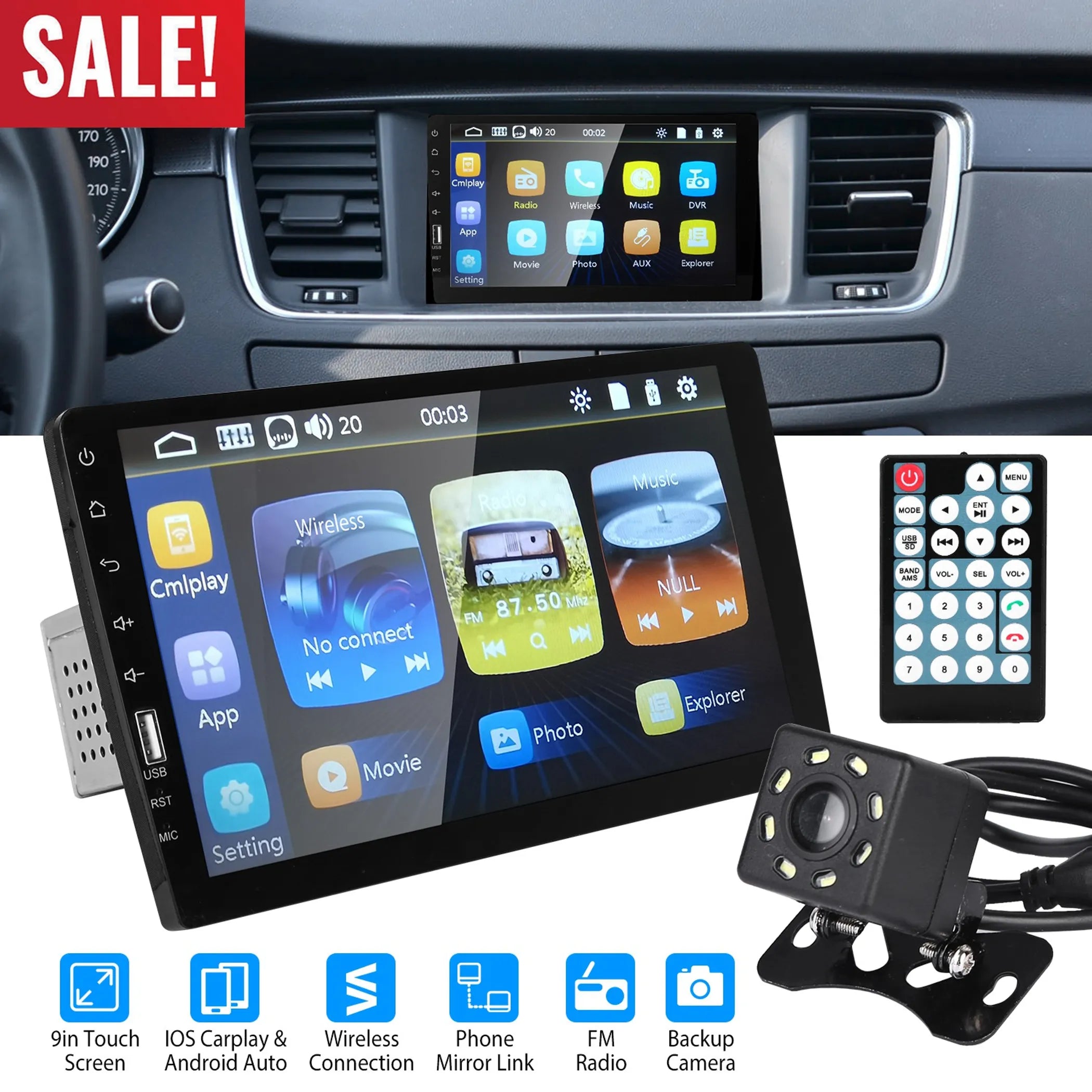9in Car MP5 Stereo Player Touch Screen
