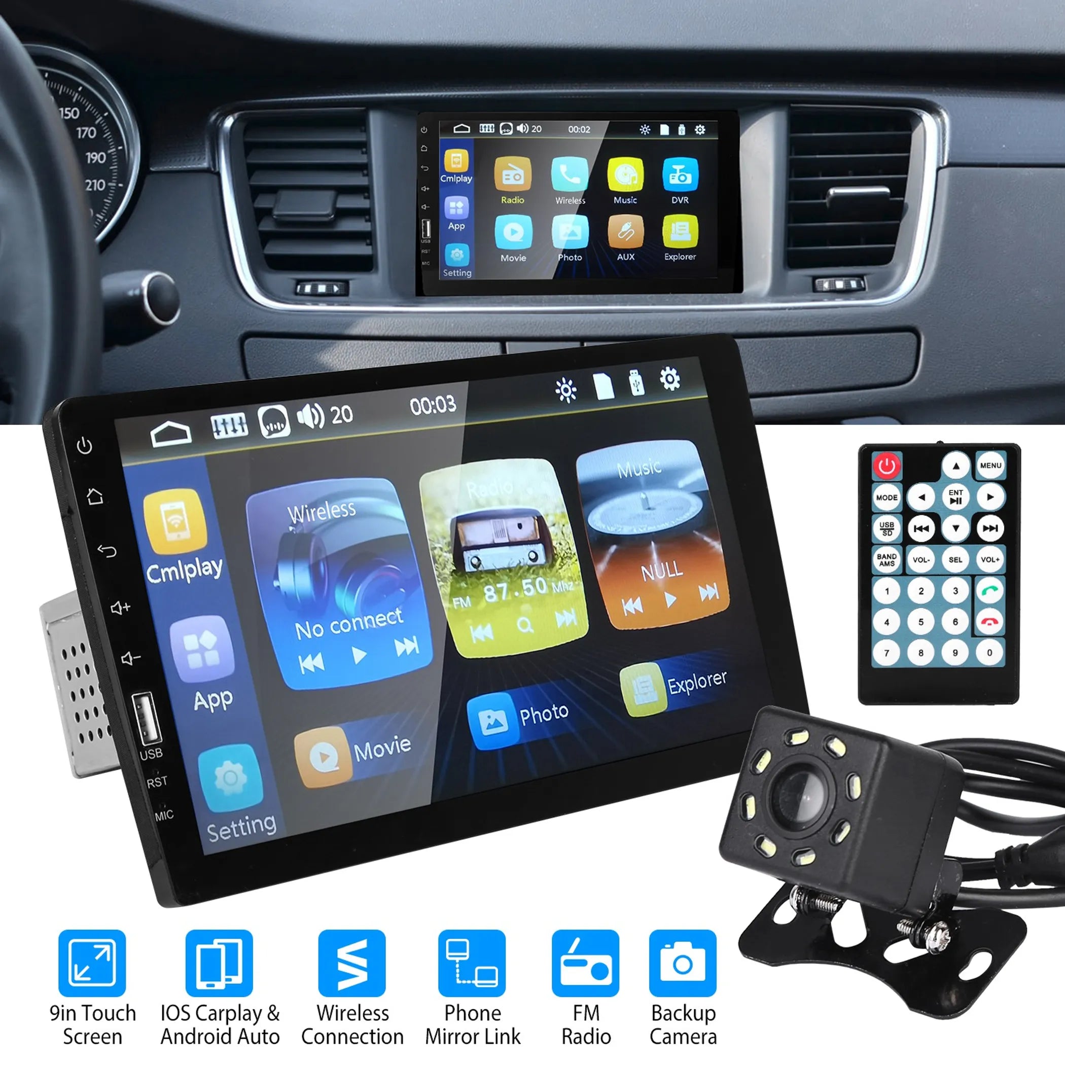 9in Car MP5 Stereo Player Touch Screen