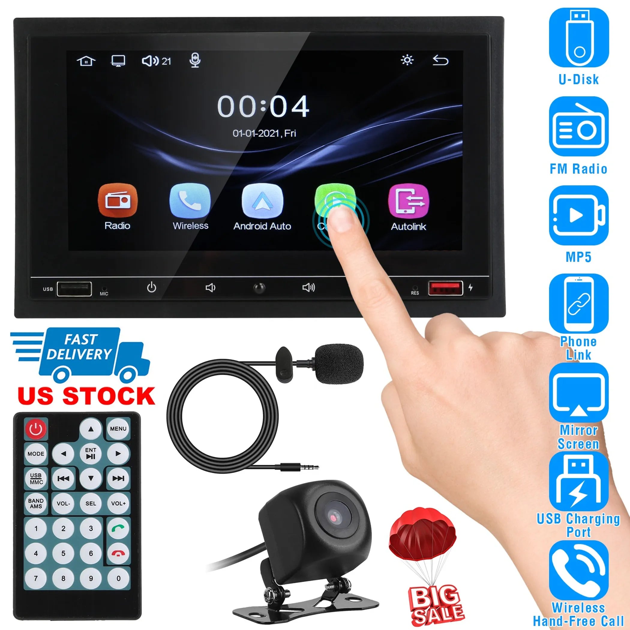 7In Universal Wireless Car MP5 Player