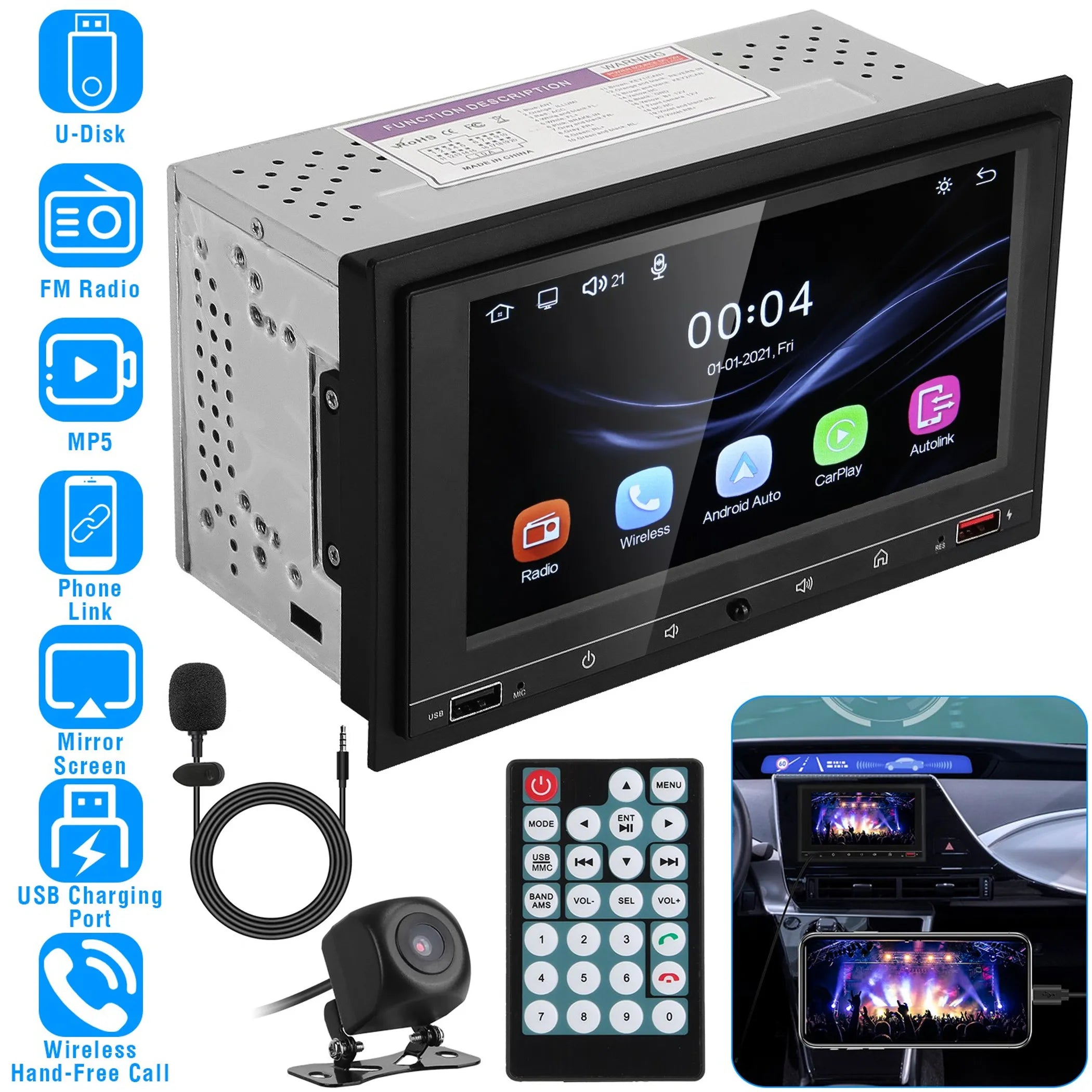 7In Universal Wireless Car MP5 Player
