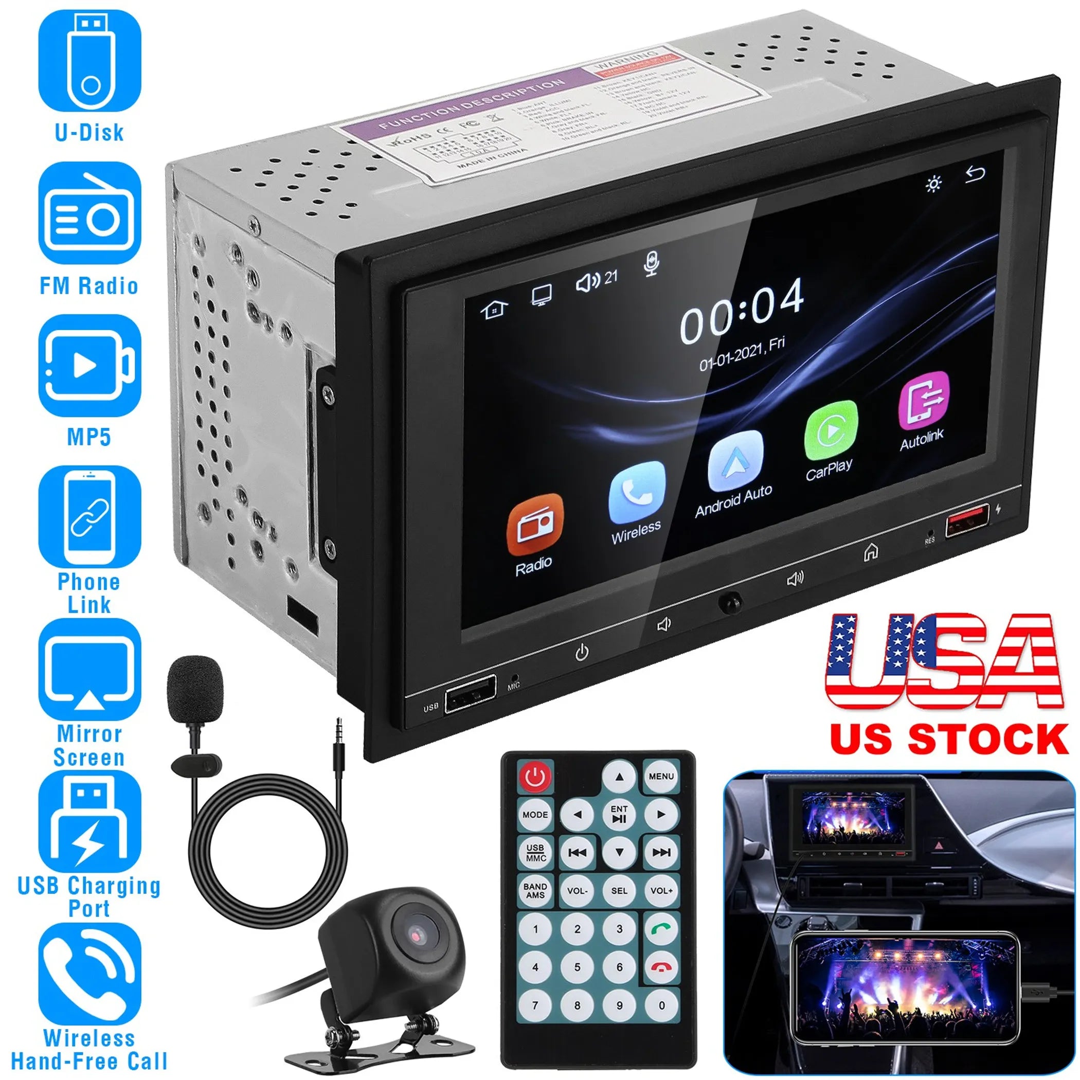 7In Universal Wireless Car MP5 Player
