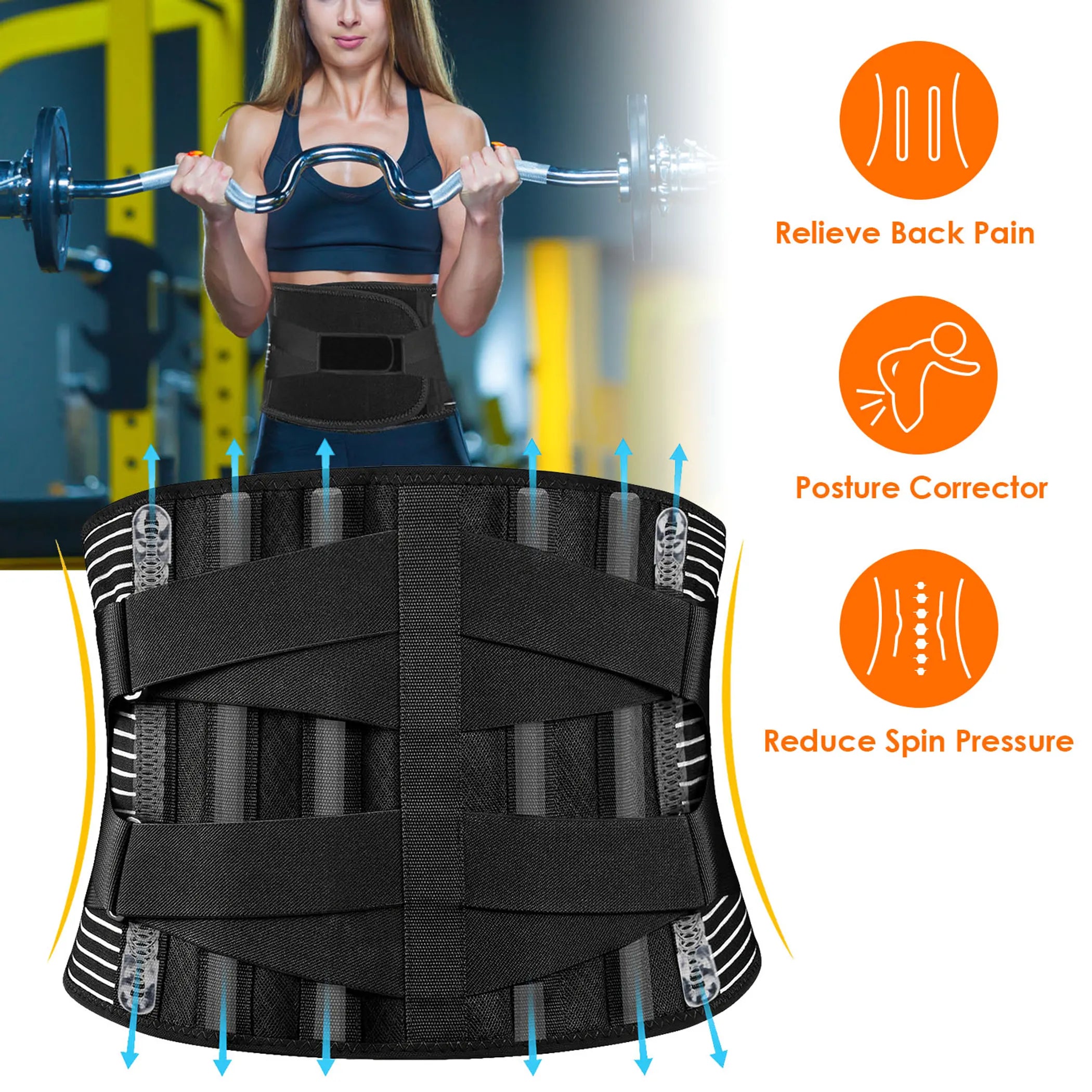Back Support Brace Breathable Mesh Lumbar