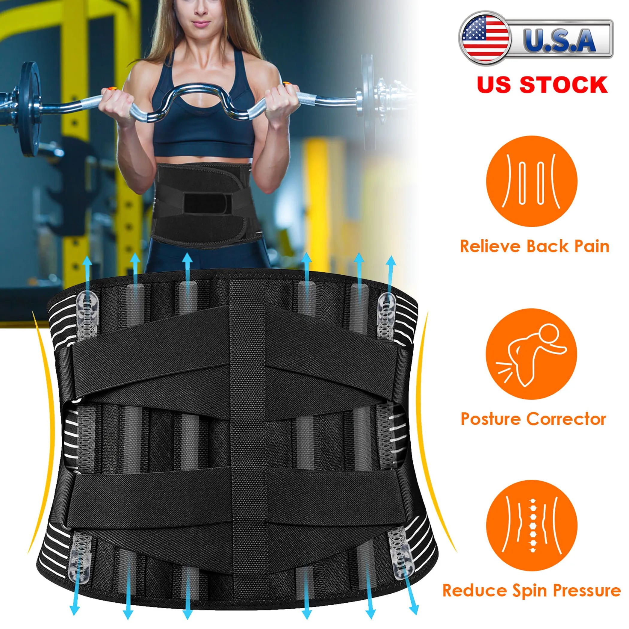 Back Support Brace Breathable Mesh Lumbar