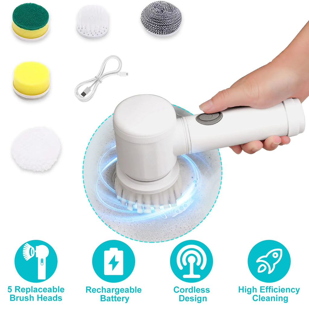 Cordless Cleaning Brush Handheld Electric Spin Scrubber