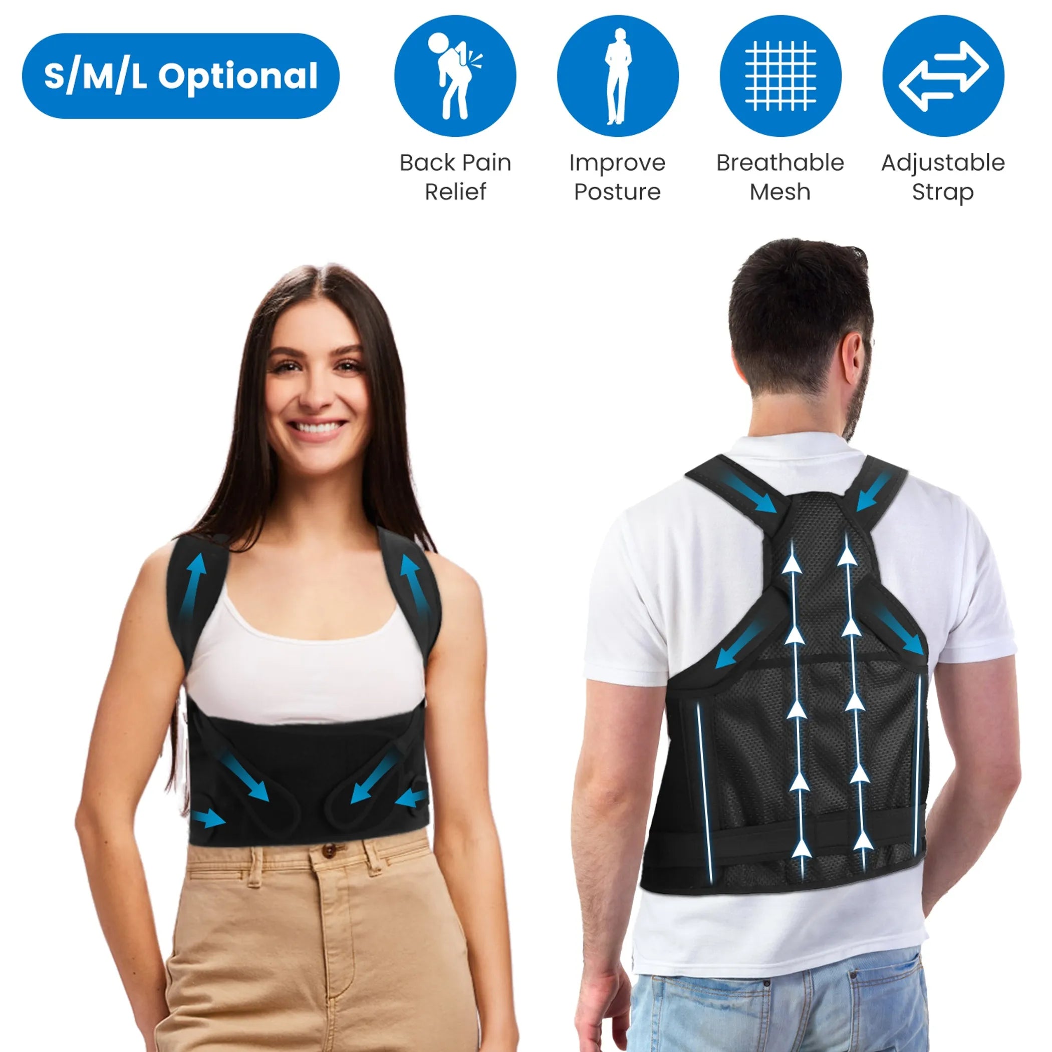 Posture Corrector for Women Men Adjustable Back Brace
