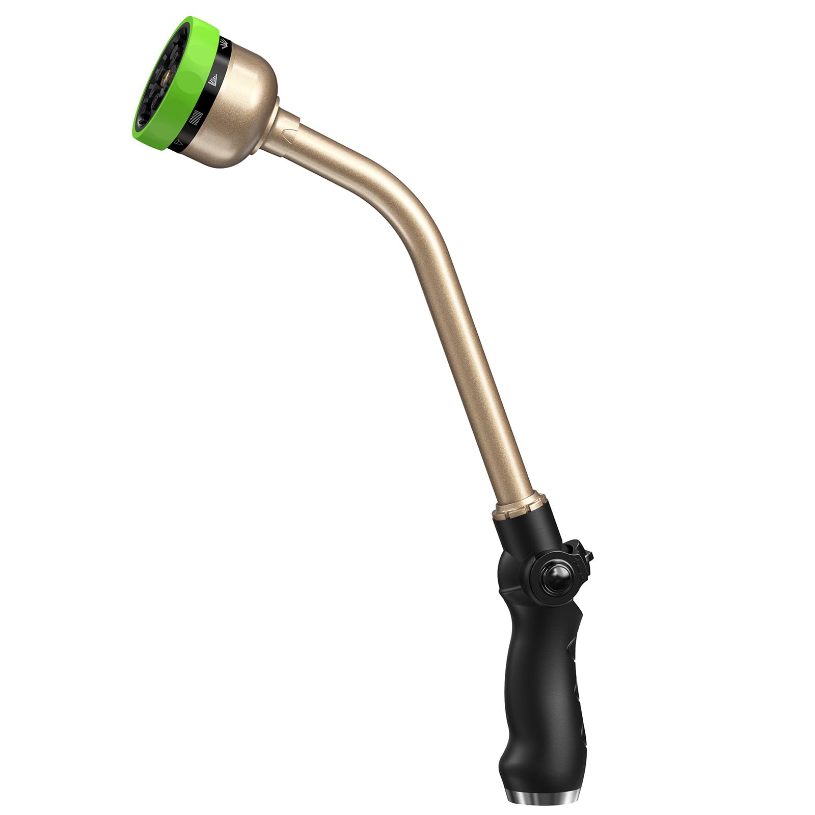 RAINPOINT Watering Wand, 16 Inch Metal Garden Hose Wand with 9 Spray Patterns, Long Hose Sprayer Nozzle For Hanging Baskets, Shrubs,Lawn (Green)