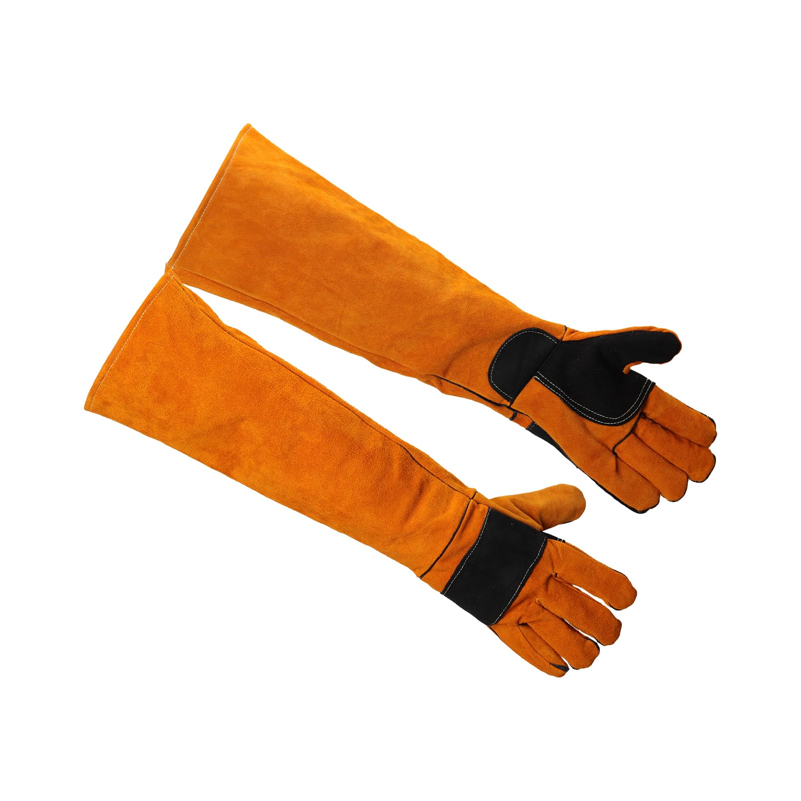 17.6Inches Heat Resistant Welding Gloves, Fire & Heat Proof Fireplace Gloves, Bite & Scratch Resistant, Heavy Duty Leather for Welding/BBQ/Wood Stove/Furnace/Oven/Forge/Animal Handling/Pet Care