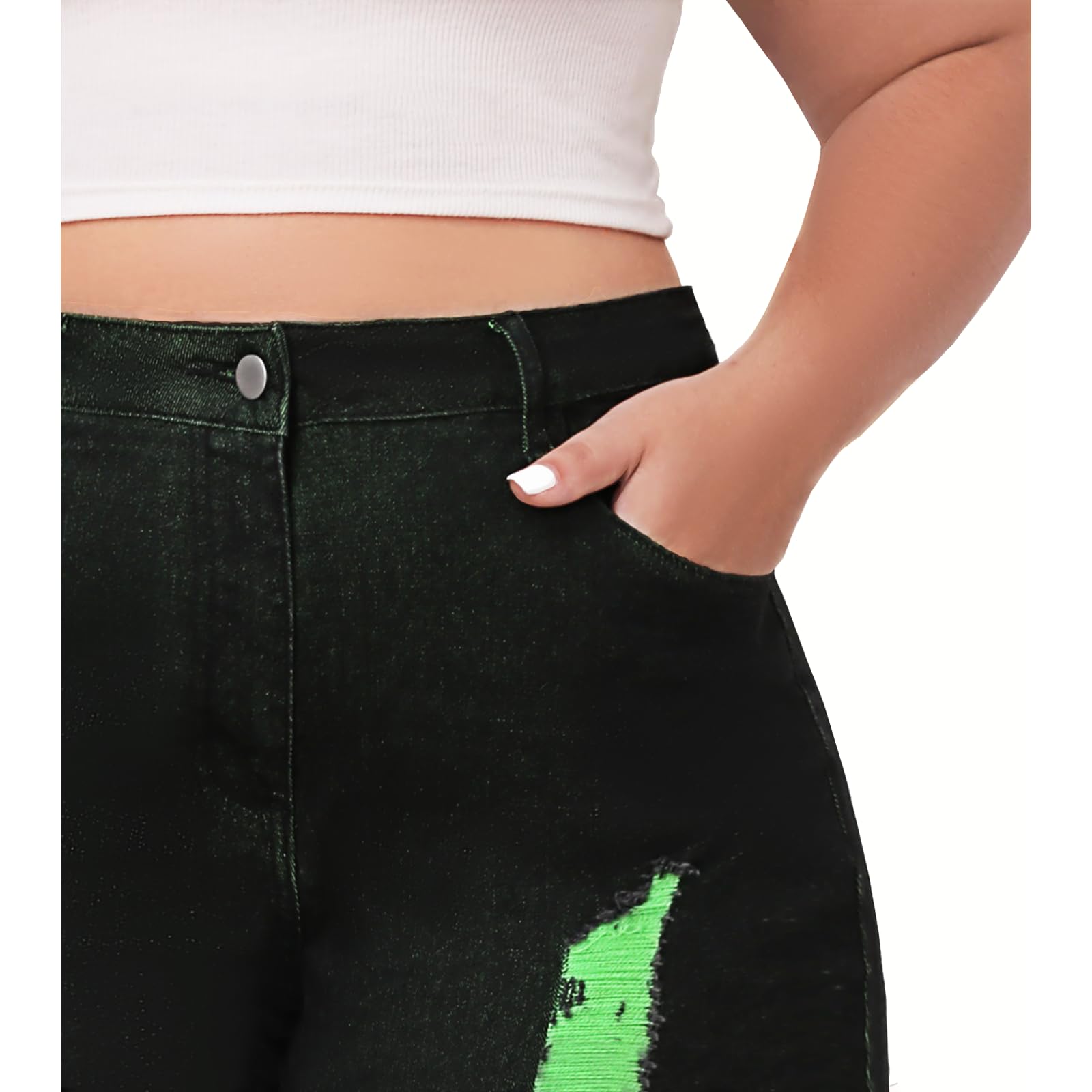 Women's High Waisted Stretchy Skinny Jeans Plus Size Ripped Distressed Butt Lifting Jeans Ankle Jean