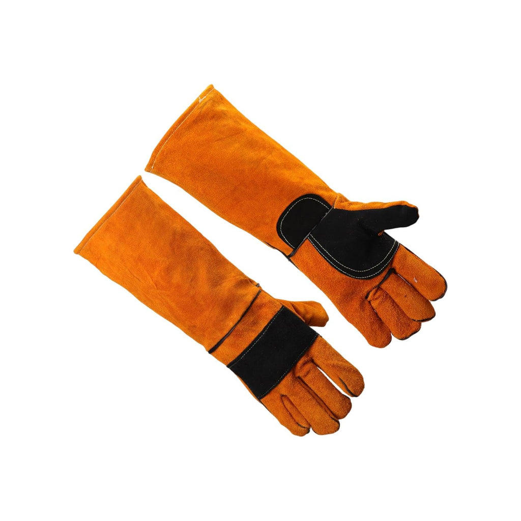 17.6Inches Heat Resistant Welding Gloves, Fire & Heat Proof Fireplace Gloves, Bite & Scratch Resistant, Heavy Duty Leather for Welding/BBQ/Wood Stove/Furnace/Oven/Forge/Animal Handling/Pet Care