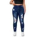 Women's High Waisted Stretchy Skinny Jeans Plus Size Ripped Distressed Butt Lifting Jeans Ankle Jean