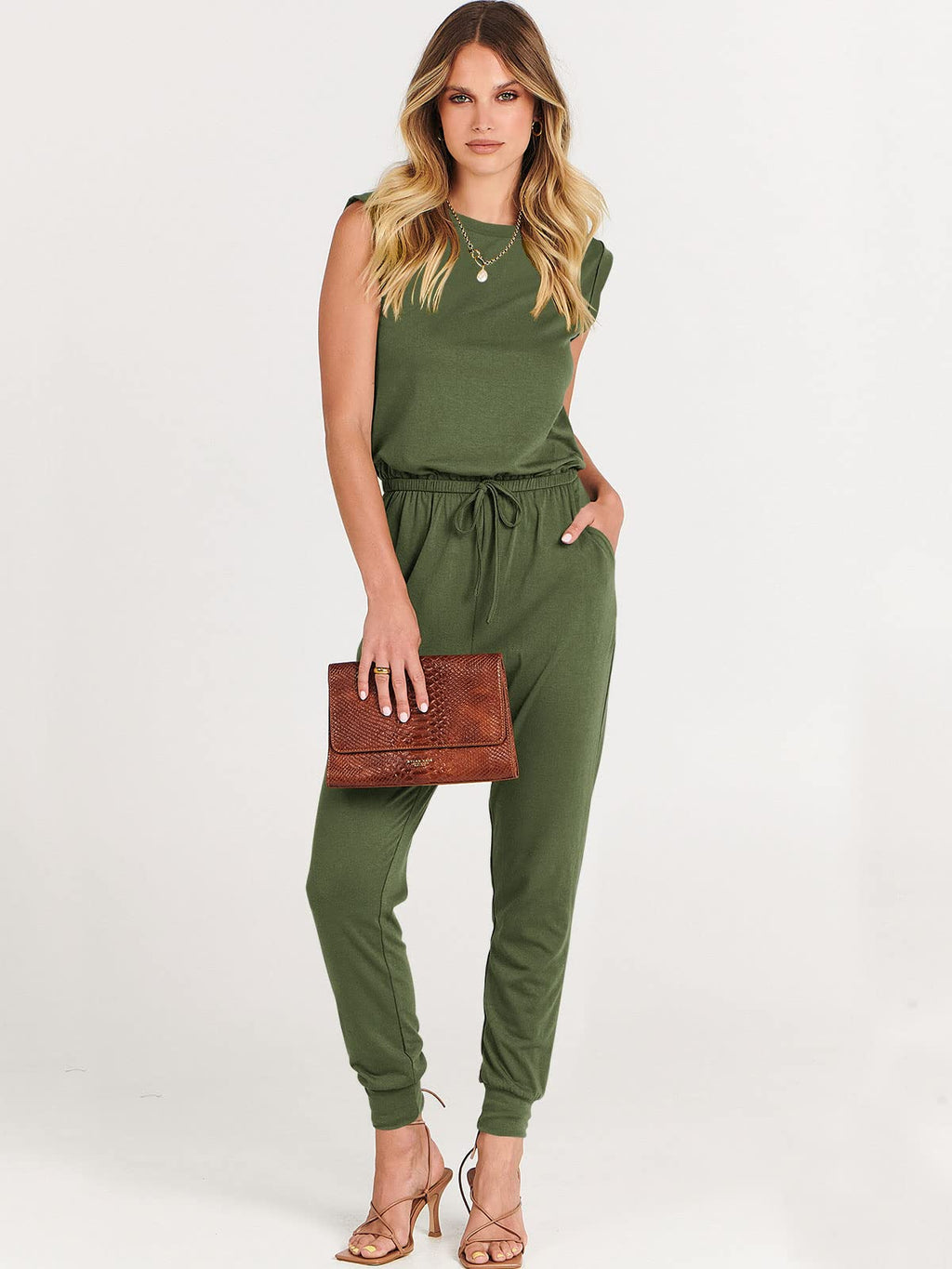 ANRABESS Womens Summer Sleeveless Jumpsuits Casual Dressy Stretchy Crewneck Rompers One Piece Outfits Fall Fashion 2026
