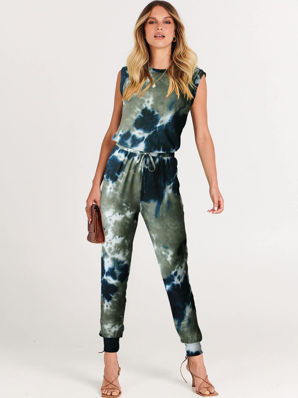 ANRABESS Womens Summer Sleeveless Jumpsuits Casual Dressy Stretchy Crewneck Rompers One Piece Outfits Fall Fashion 2026