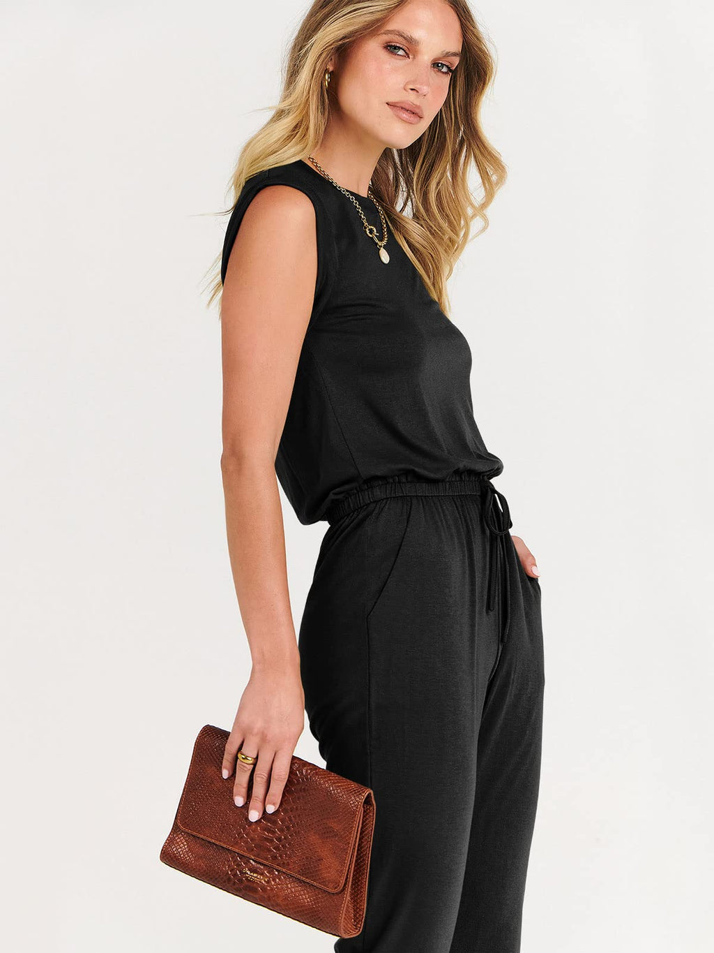 ANRABESS Womens Summer Sleeveless Jumpsuits Casual Dressy Stretchy Crewneck Rompers One Piece Outfits Fall Fashion 2026