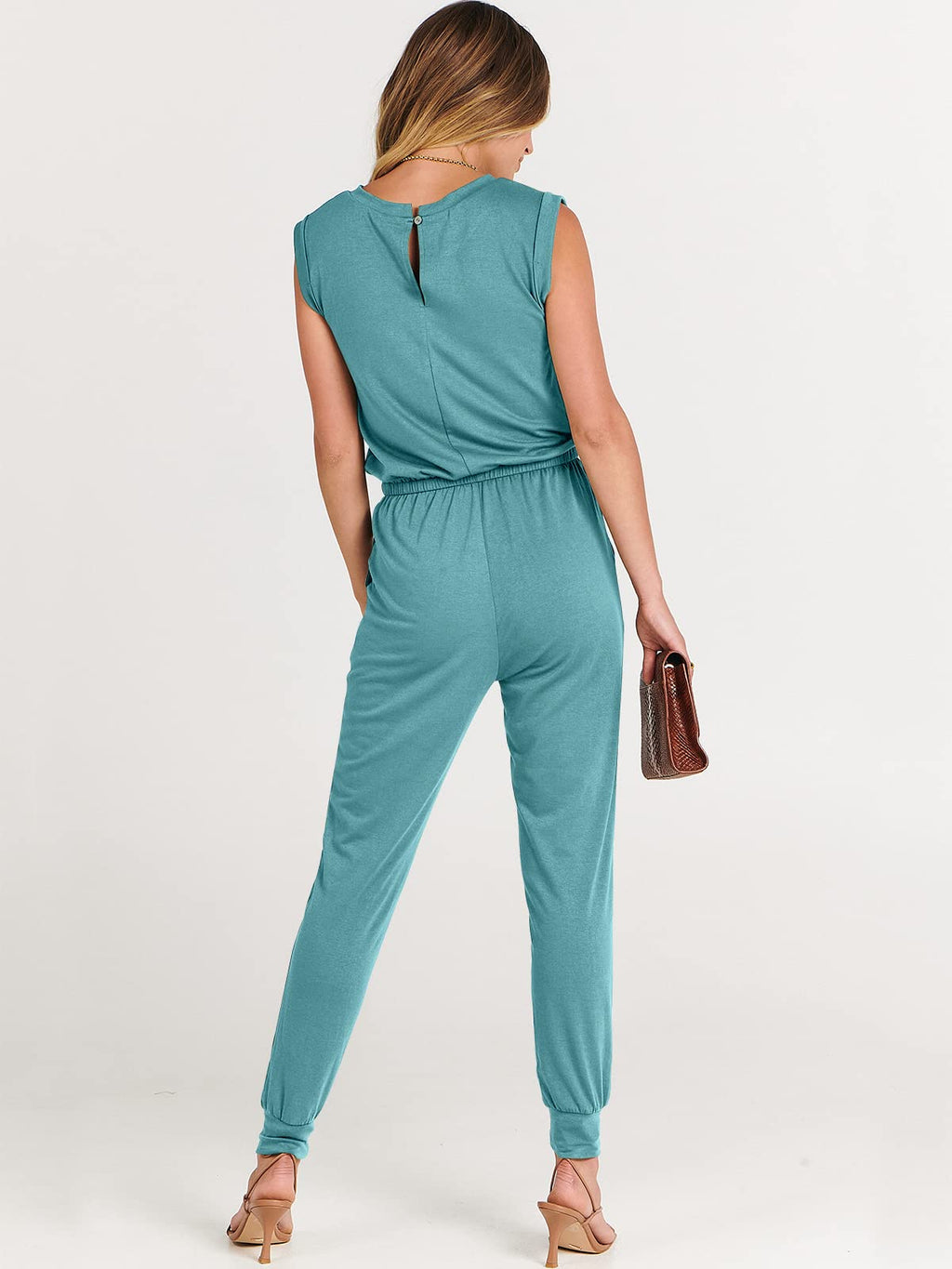 ANRABESS Womens Summer Sleeveless Jumpsuits Casual Dressy Stretchy Crewneck Rompers One Piece Outfits Fall Fashion 2026