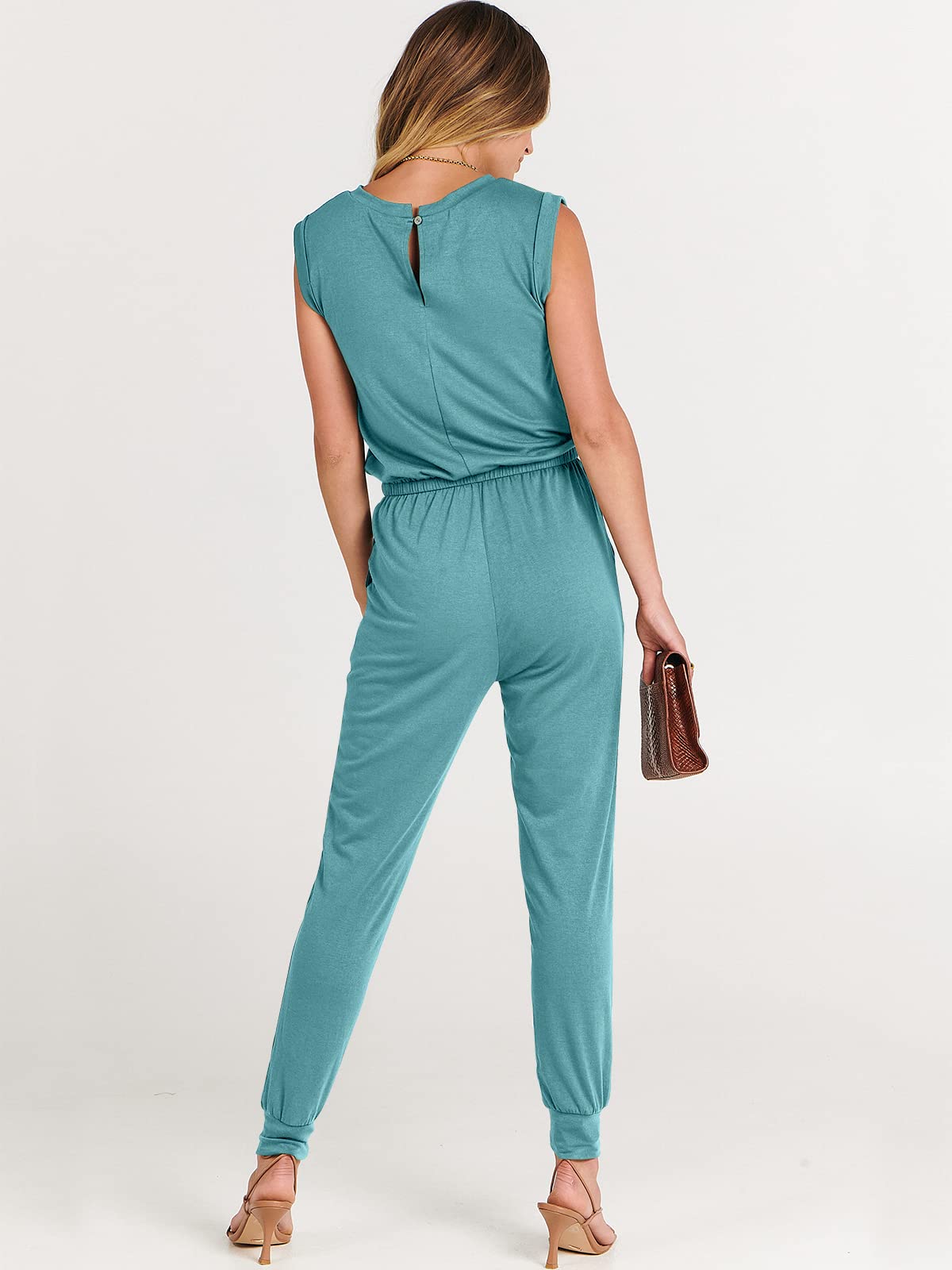 ANRABESS Womens Summer Sleeveless Jumpsuits Casual Dressy Stretchy Crewneck Rompers One Piece Outfits Fall Fashion 2026