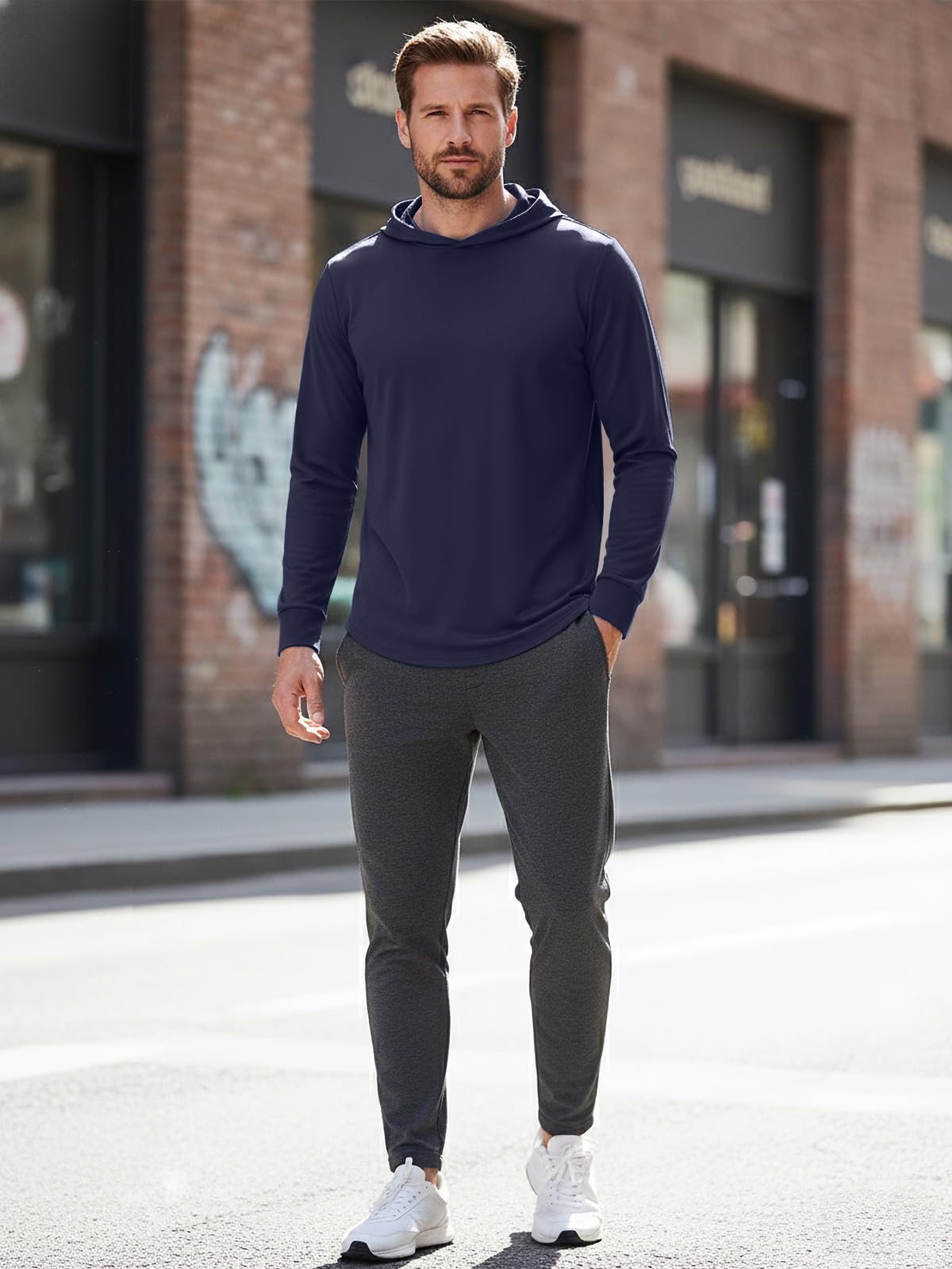 Mens Hoodies Long-Sleeve Shirts - UPF 50+ Sun Protection Shirts Lightweight Fishing Athletic Hoodies