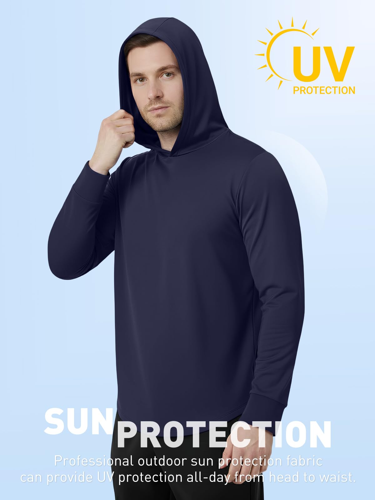 Mens Hoodies Long-Sleeve Shirts - UPF 50+ Sun Protection Shirts Lightweight Fishing Athletic Hoodies