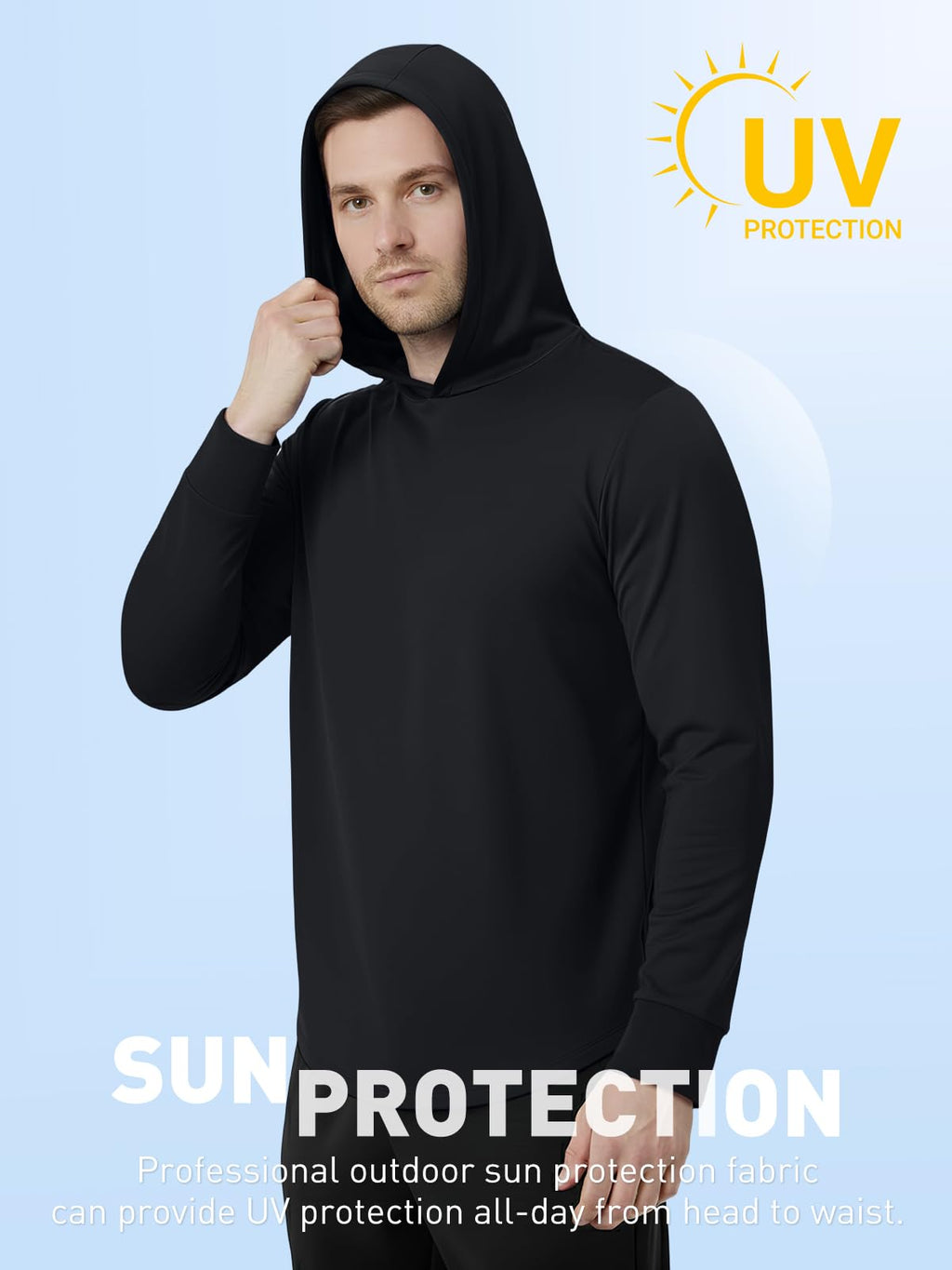 Mens Hoodies Long-Sleeve Shirts - UPF 50+ Sun Protection Shirts Lightweight Fishing Athletic Hoodies