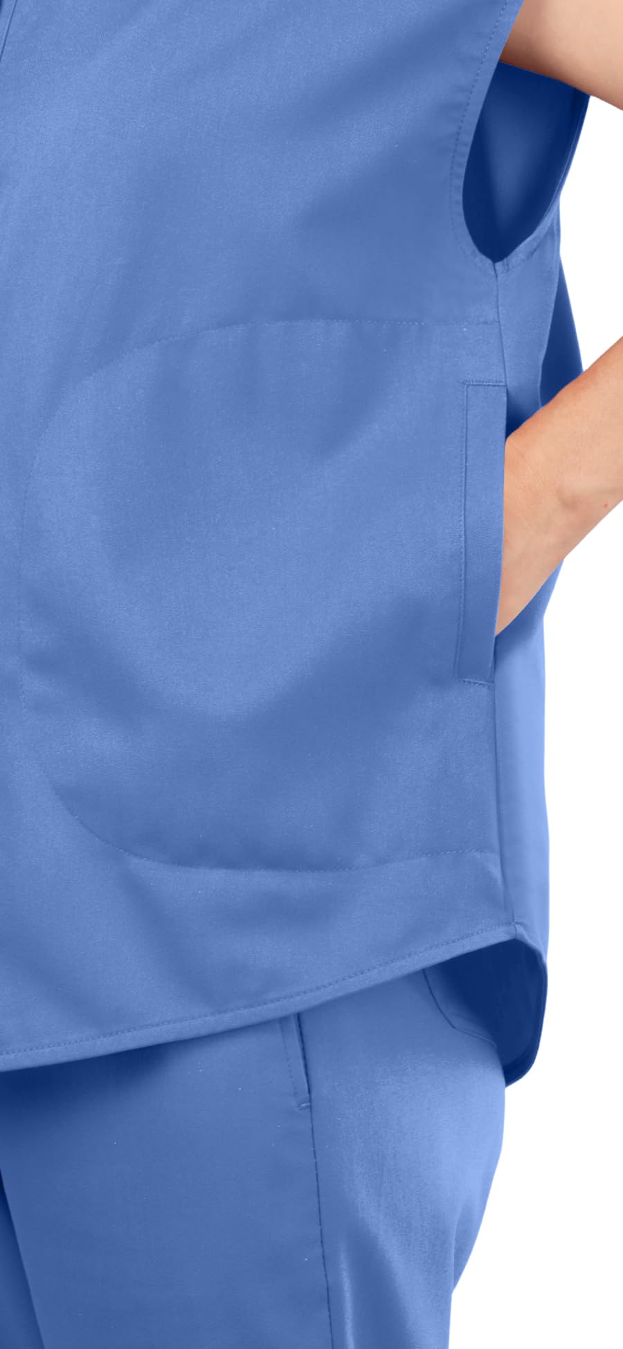 Scrubs for Women Set - with Sleeveless Stand-Up Collar Scrub Top & Jogger Scrub Pants, 8-Pocket Design
