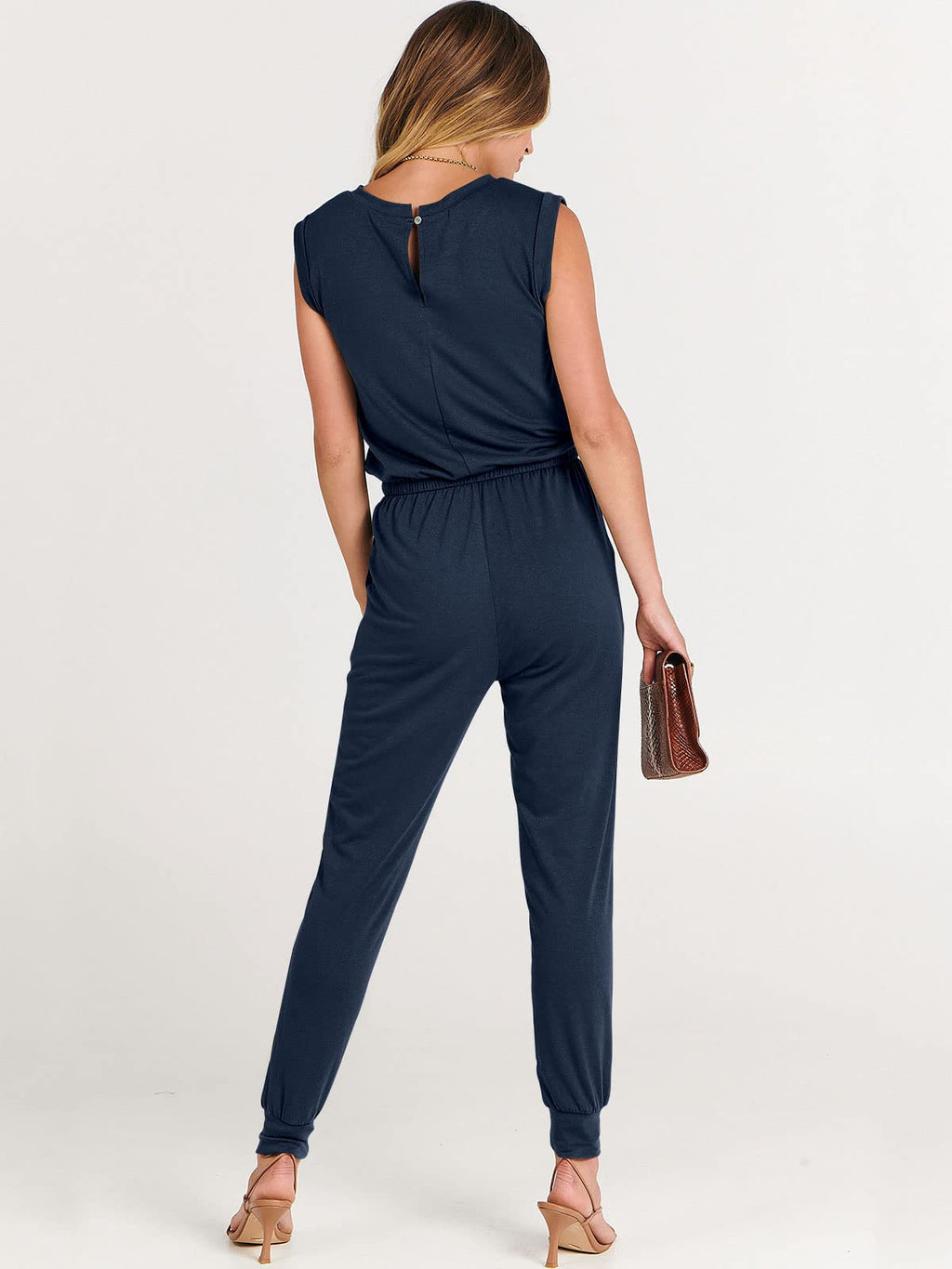 ANRABESS Womens Summer Sleeveless Jumpsuits Casual Dressy Stretchy Crewneck Rompers One Piece Outfits Fall Fashion 2026