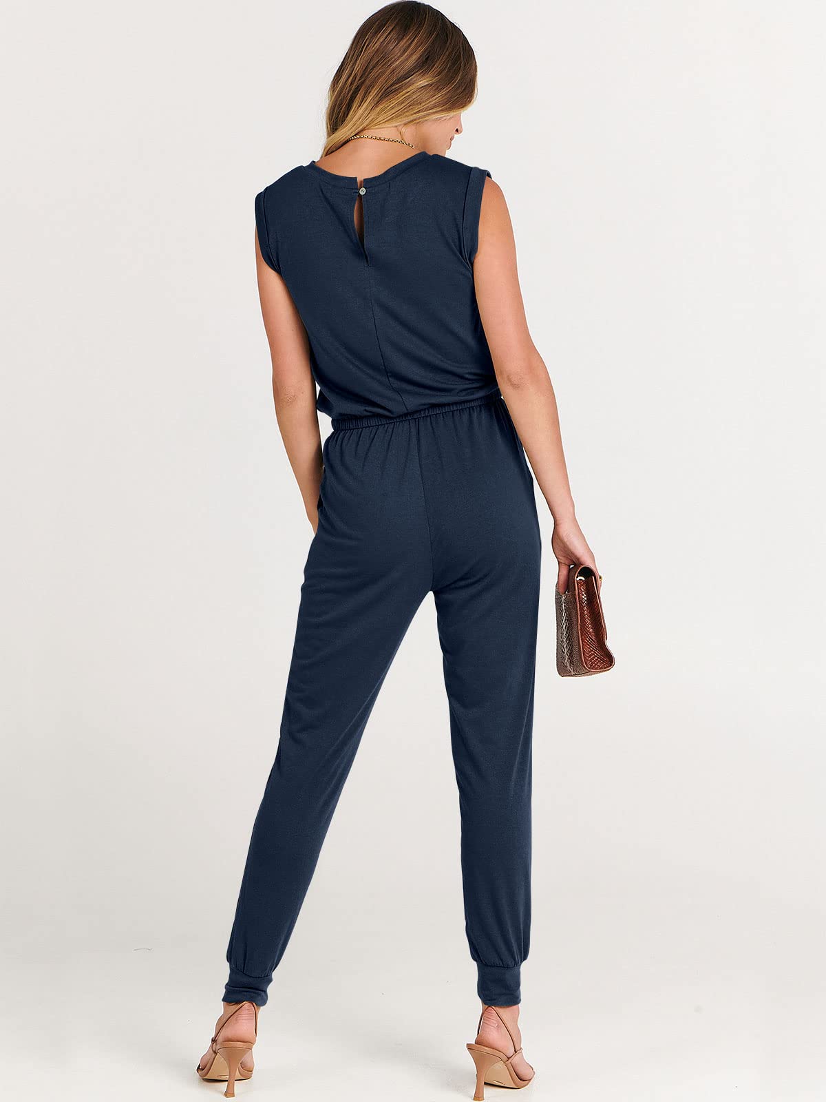 ANRABESS Womens Summer Sleeveless Jumpsuits Casual Dressy Stretchy Crewneck Rompers One Piece Outfits Fall Fashion 2026