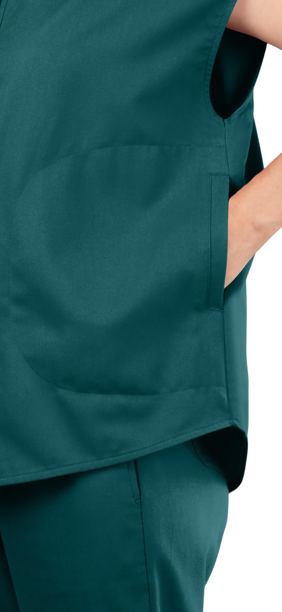 Women's Scrubs Set Series 2 - Sleeveless Stand-Up Collar Scrub Top and Tapered Jogger Pants, 8-Pocket Work Uniform