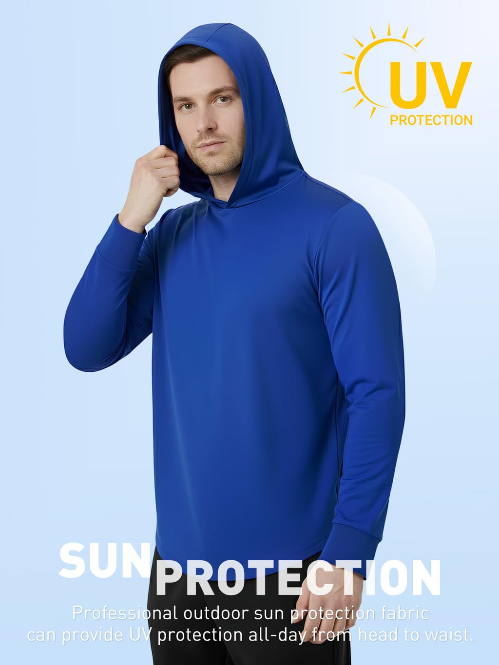 Mens Hoodies Long-Sleeve Shirts - UPF 50+ Sun Protection Shirts Lightweight Fishing Athletic Hoodies