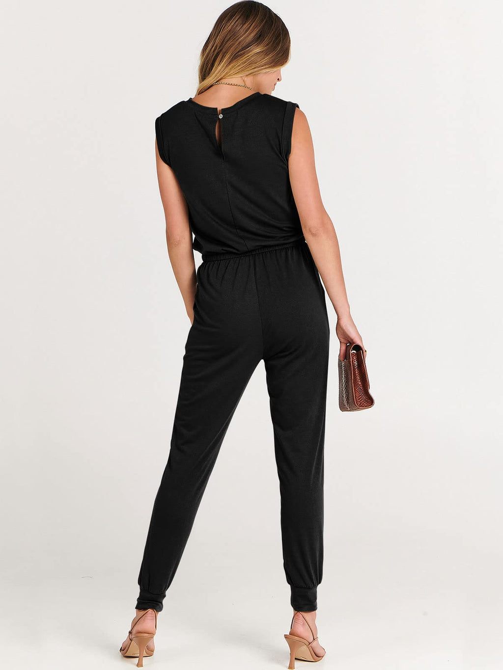 ANRABESS Womens Summer Sleeveless Jumpsuits Casual Dressy Stretchy Crewneck Rompers One Piece Outfits Fall Fashion 2026
