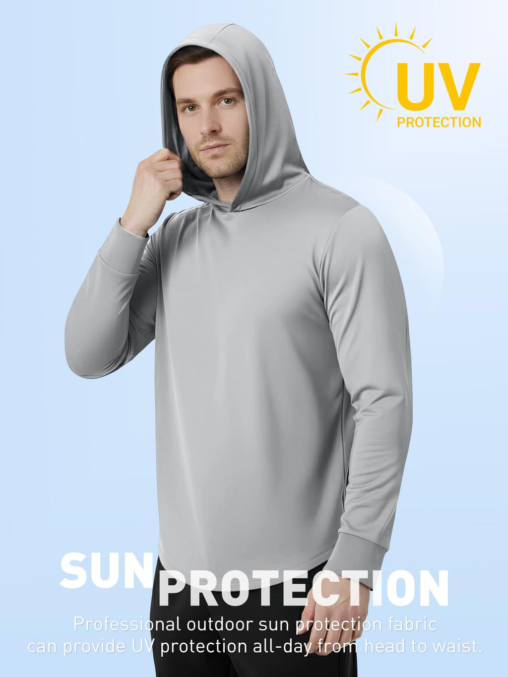 Mens Hoodies Long-Sleeve Shirts - UPF 50+ Sun Protection Shirts Lightweight Fishing Athletic Hoodies