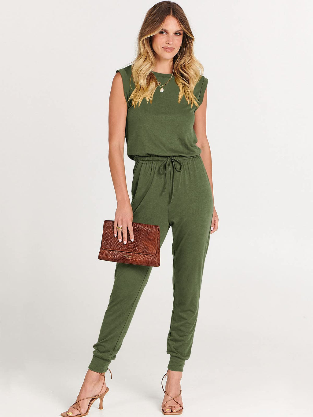 ANRABESS Womens Summer Sleeveless Jumpsuits Casual Dressy Stretchy Crewneck Rompers One Piece Outfits Fall Fashion 2026