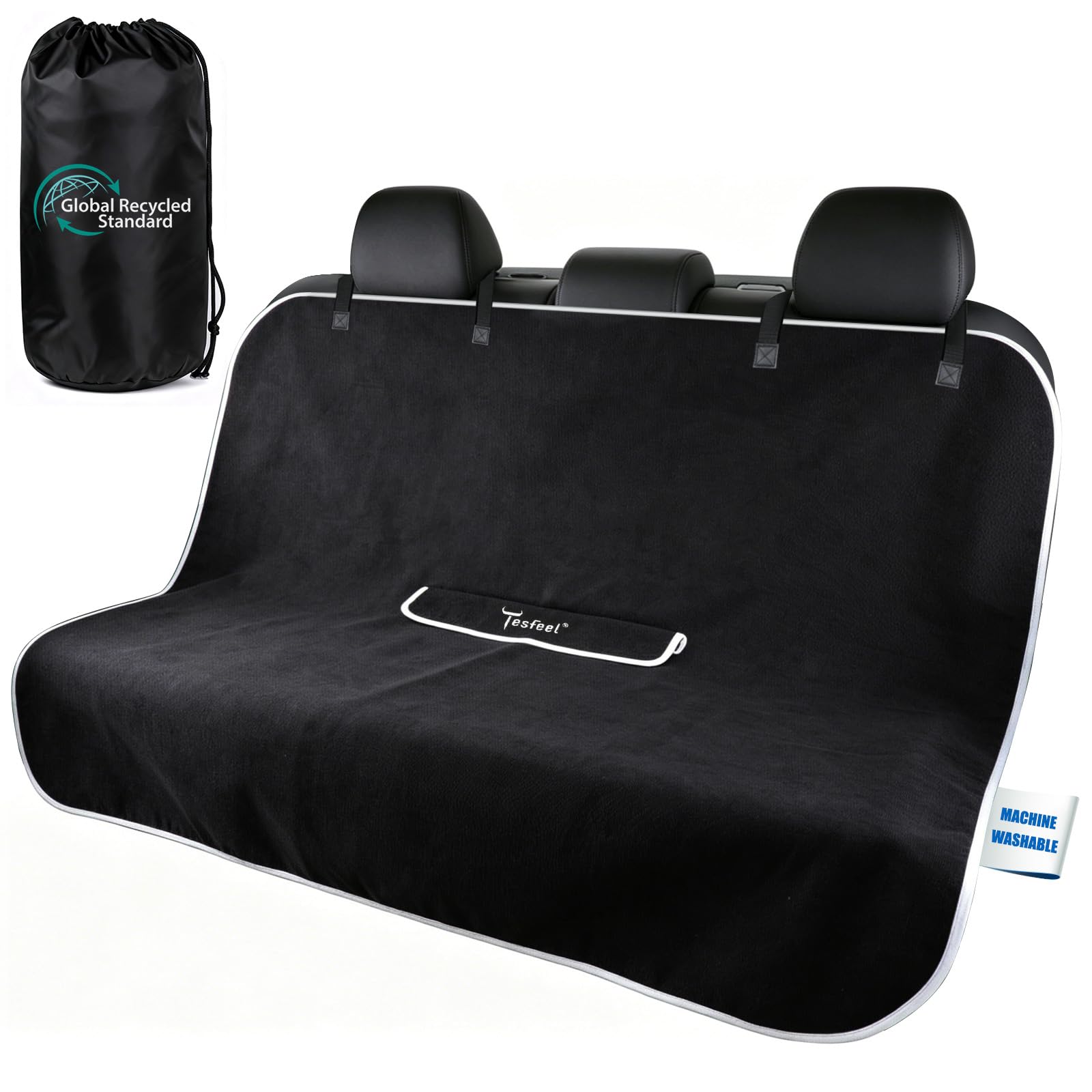 1160g Heavy Duty Towel Car Seat Cover, Sweatproof Absorbent Microfiber Rear Seat Protector for Gym Beach Athletes, Universal Fit Waterproof Back Seat Mat for Sedans SUV Minivans(Black, 1PC)