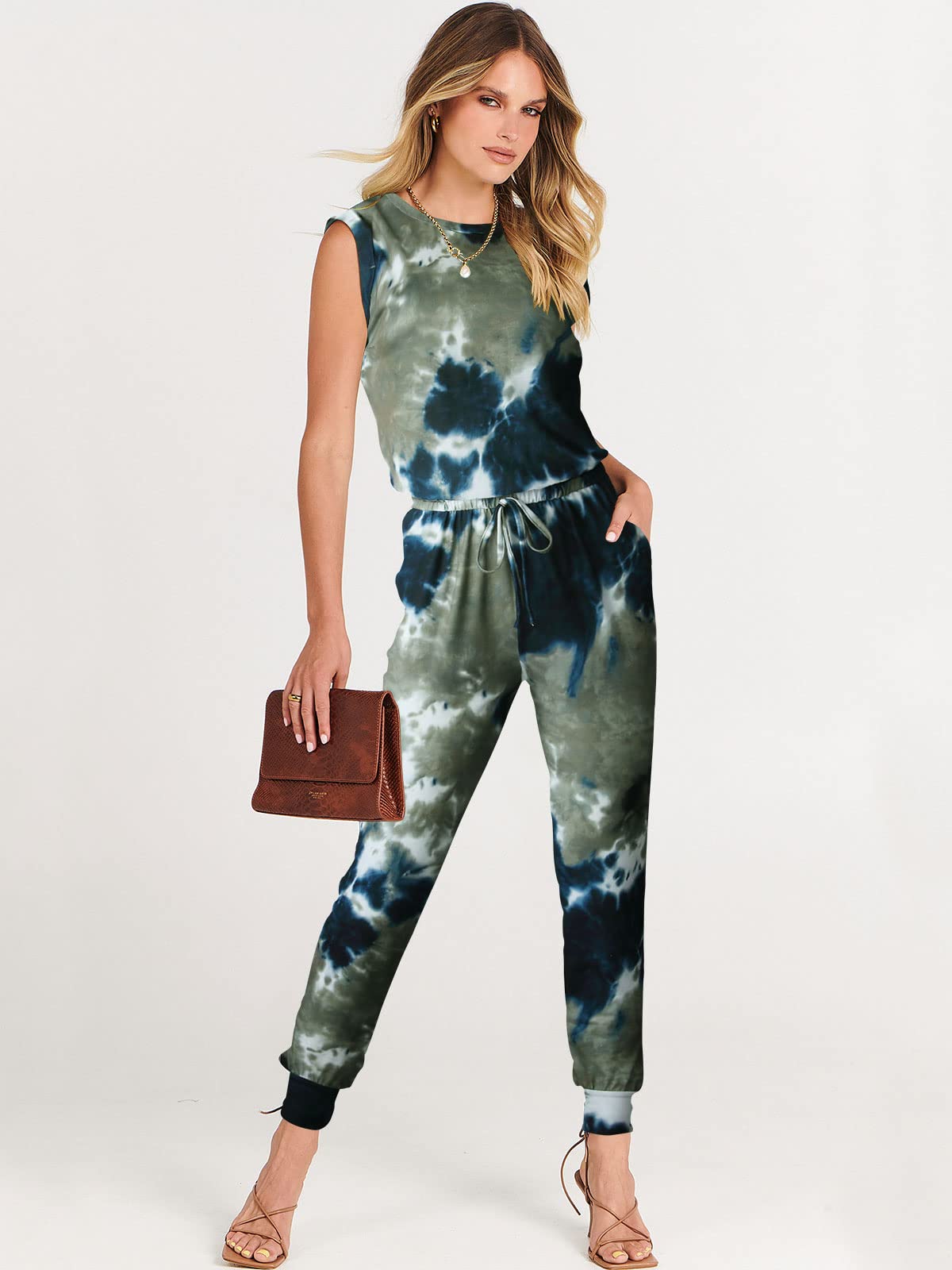 ANRABESS Womens Summer Sleeveless Jumpsuits Casual Dressy Stretchy Crewneck Rompers One Piece Outfits Fall Fashion 2026
