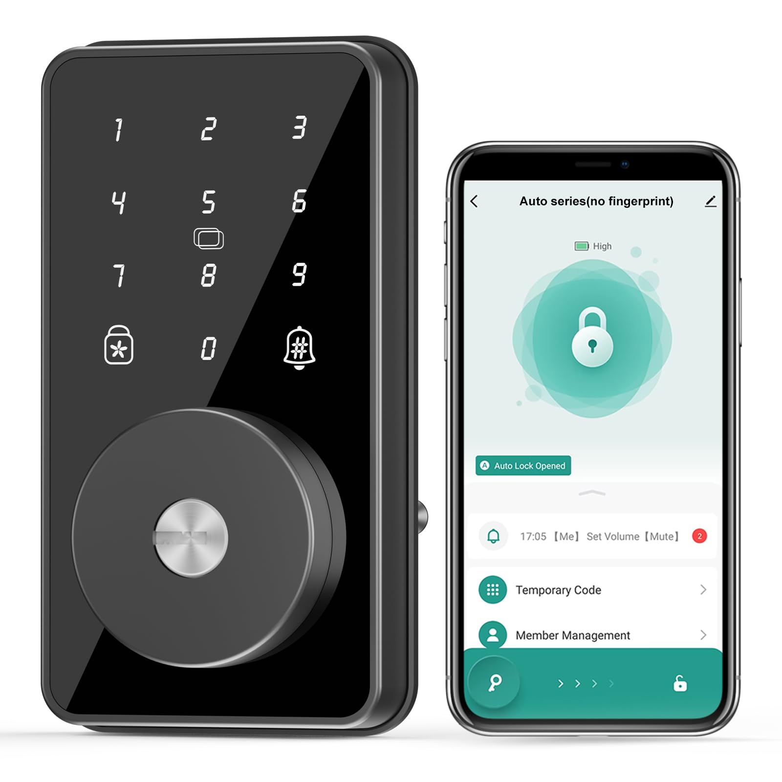 Smart Lock, 4-in-1 Keyless Entry Door Lock for Front Door, 6 Digital Code Door Lock with Keypad, Bluetooth Smart Deadbolt, App Control