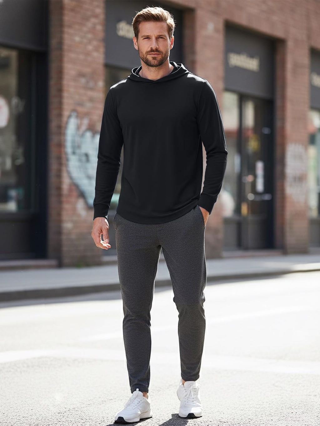Mens Hoodies Long-Sleeve Shirts - UPF 50+ Sun Protection Shirts Lightweight Fishing Athletic Hoodies