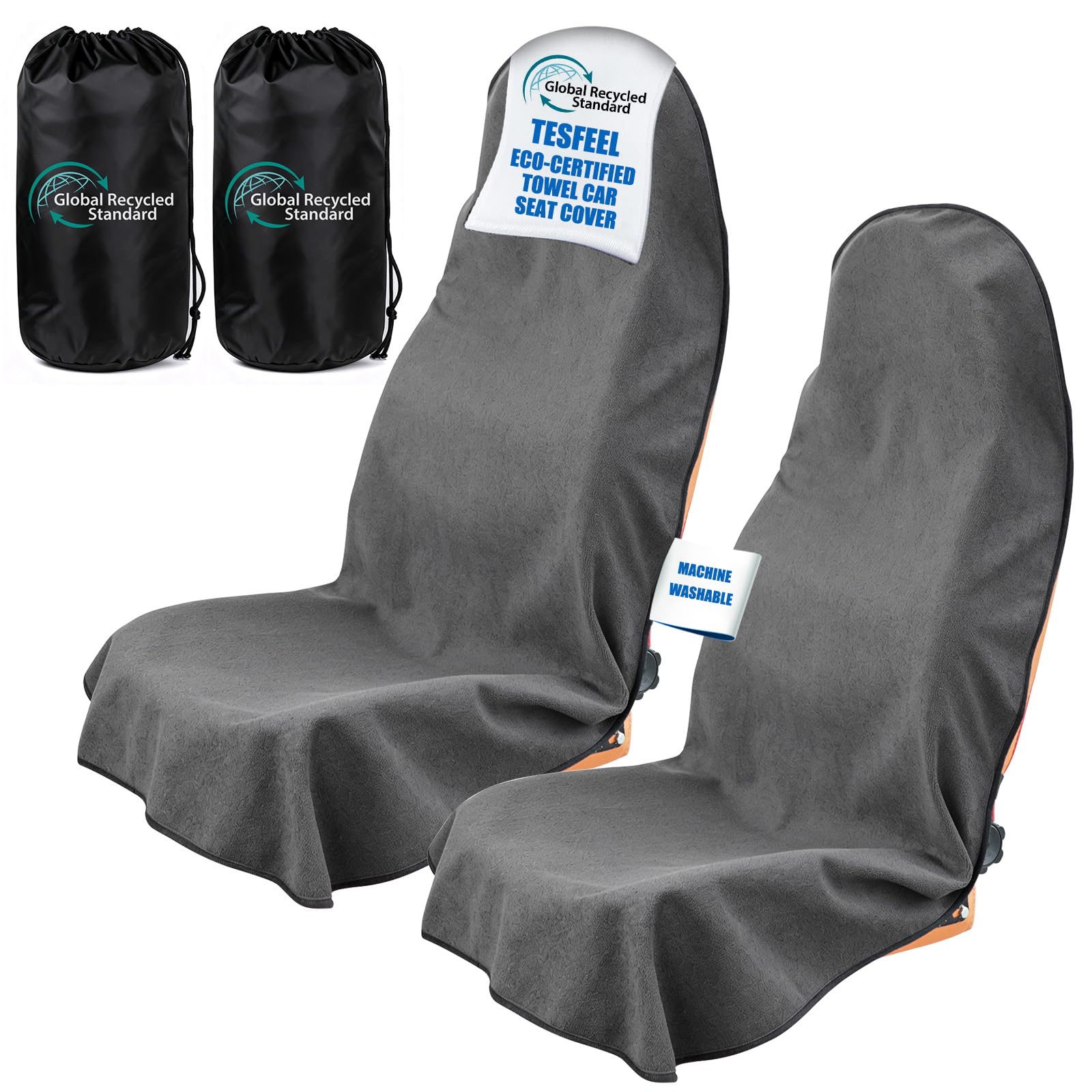 1160g Heavy Duty Towel Car Seat Cover, Sweatproof Absorbent Microfiber Rear Seat Protector for Gym Beach Athletes, Universal Fit Waterproof Back Seat Mat for Sedans SUV Minivans(Black, 1PC)